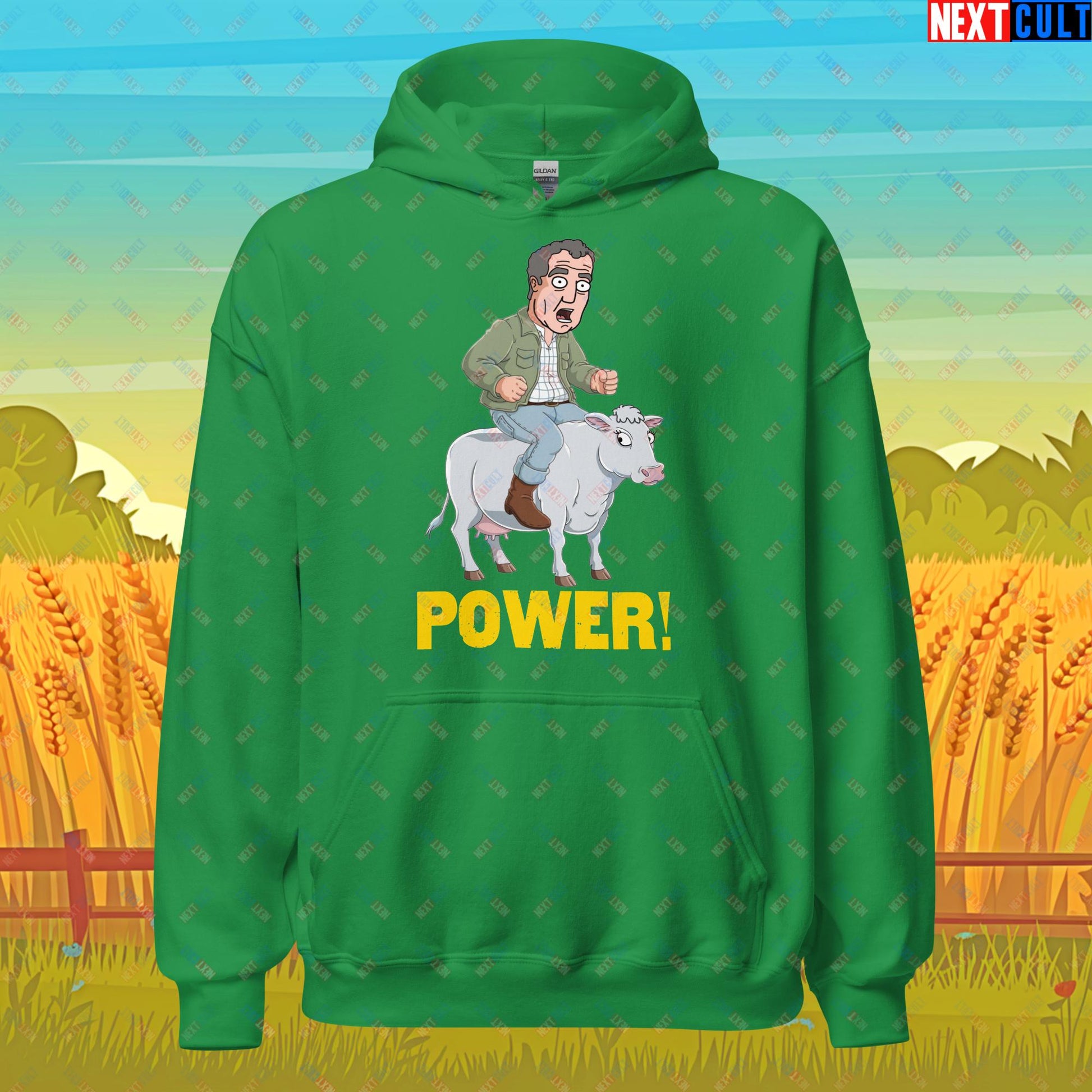 Speed and Power Pepper Cow Jeremy Clarkson's Farm Diddly Squat Grand Tour Top Gear Funny Meme Cartoon Unisex Hoodie Irish Green Hoodies Clarkson's Farm Grand Tour Jeremy Clarkson Top Gear TV Shows Next Cult Brand