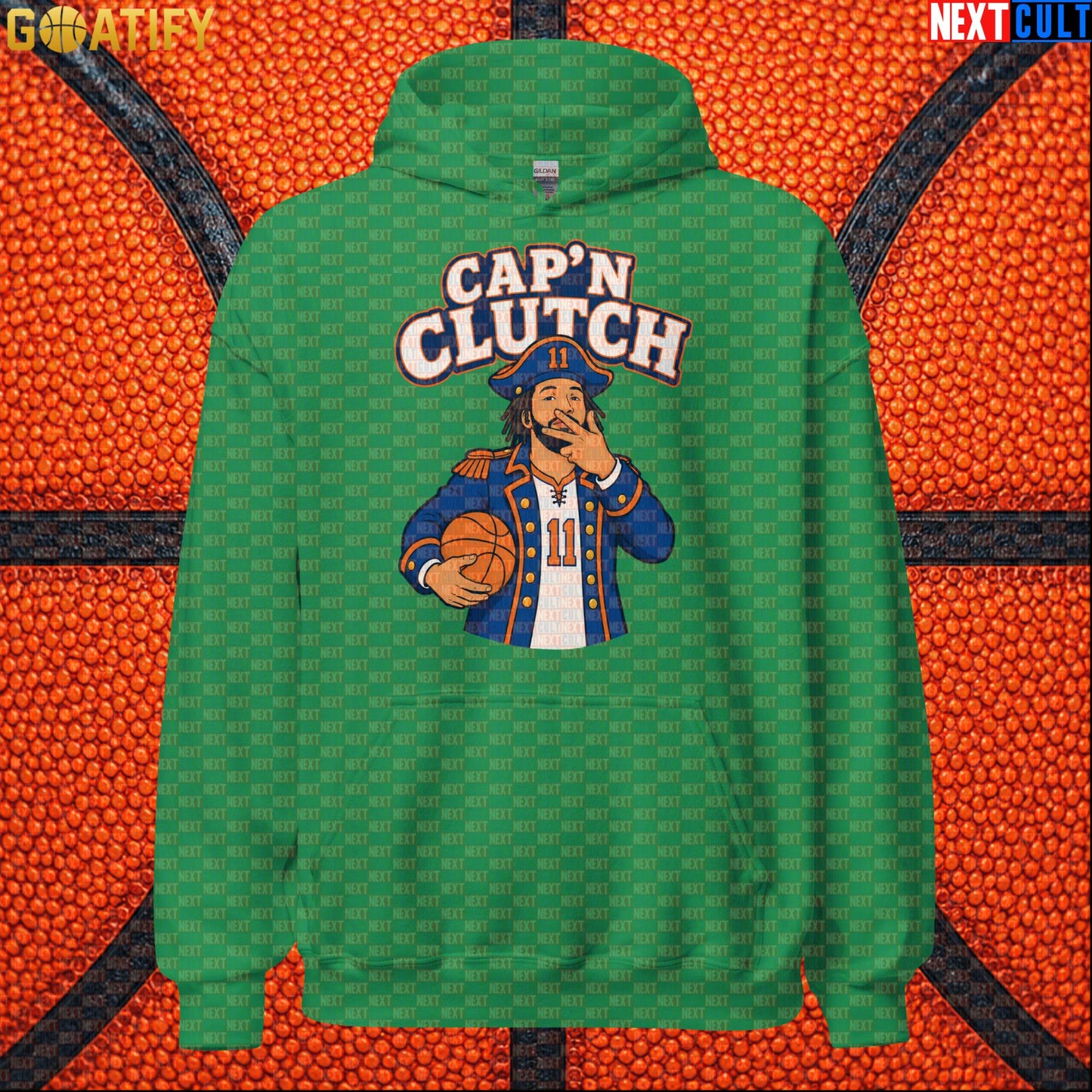 Jalen Brunson Hoodie – Cap’n Clutch Pullover for New York Knicks Fans and NBA Match Days Irish Green Next Cult Brand