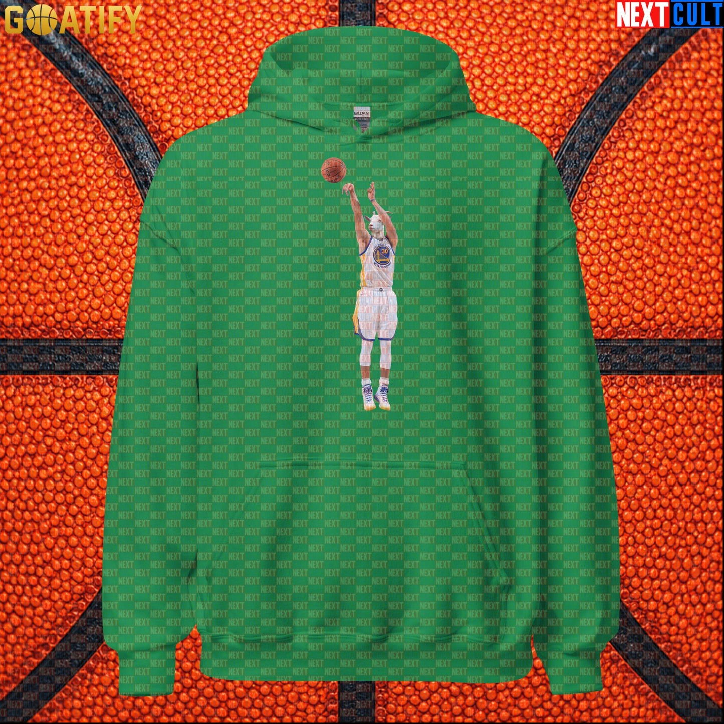 Hoodie Stephen Curry GOAT Shooting Threes Pullover for Warriors Fans NBA Basketball Gift Irish Green Hoodies Next Cult Brand