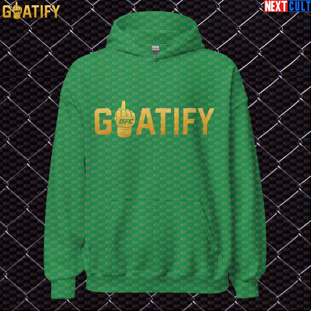 UFC GOAT Hoodie Gold Middle Finger Fight Pullover for MMA Fans & Jiu Jitsu Gifts | GOATIFY | Hoodies | ["Martial Arts", "MMA", "NCB", "UFC"]