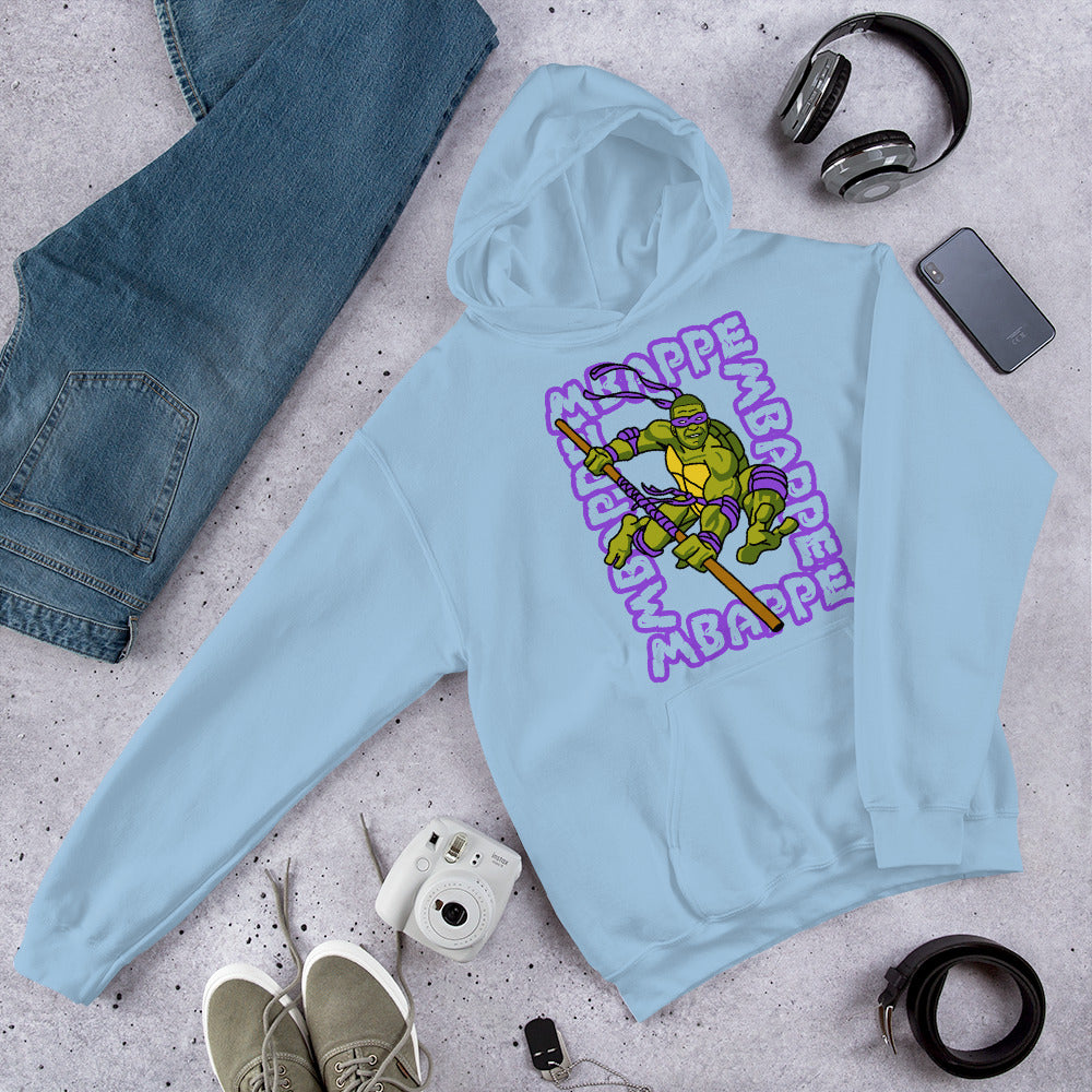 Kylian Mbappe Purple Ninja Turtle Donatello Unisex Hoodie Light Blue Hoodies Football Kylian Mbappe Ninja Turtles PSG Real Madrid Next Cult Brand