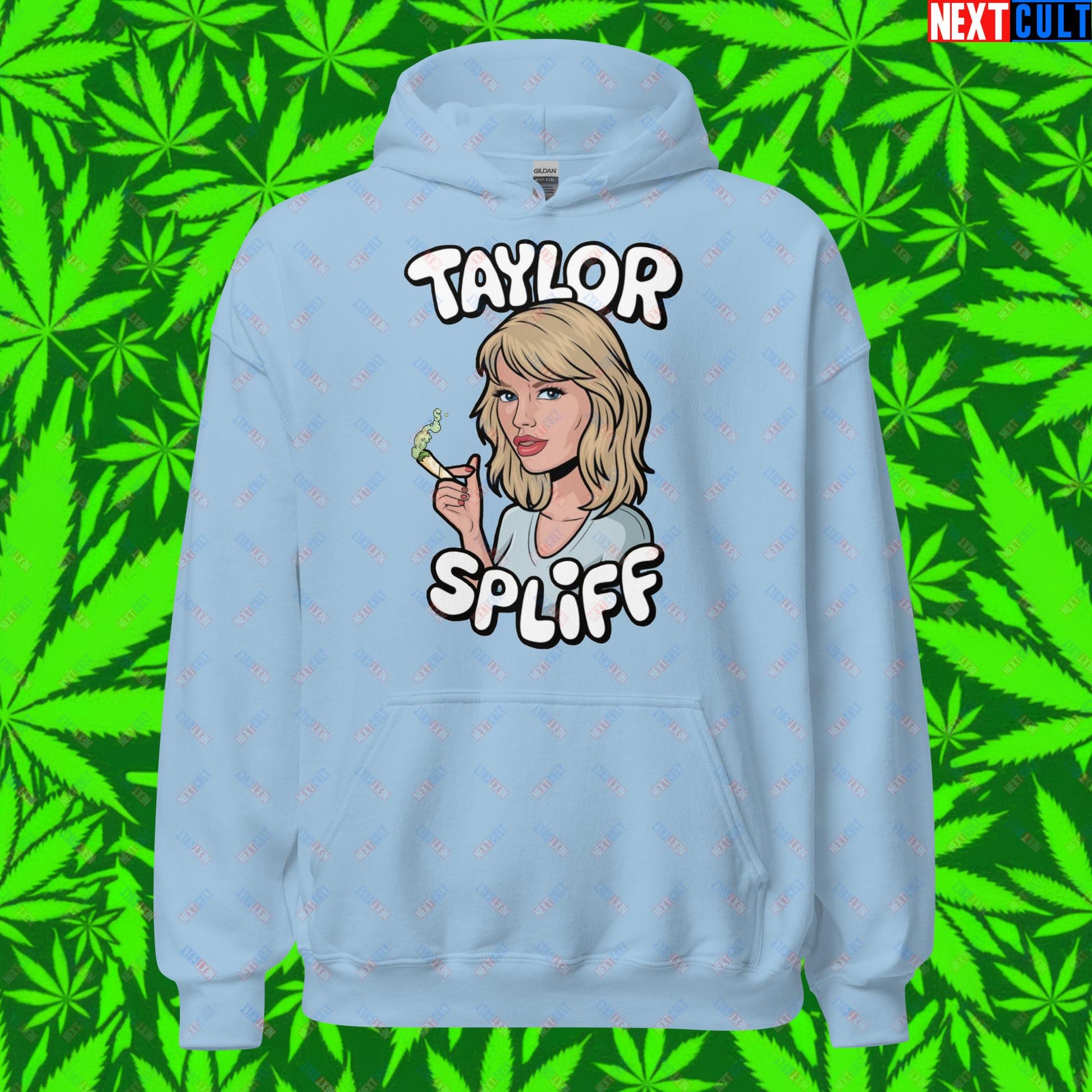 Taylor Spliff Pop Music Star Pothead Stoner Funny Weed Meme Unisex Hoodie Light Blue Hoodies Music Weed Next Cult Brand