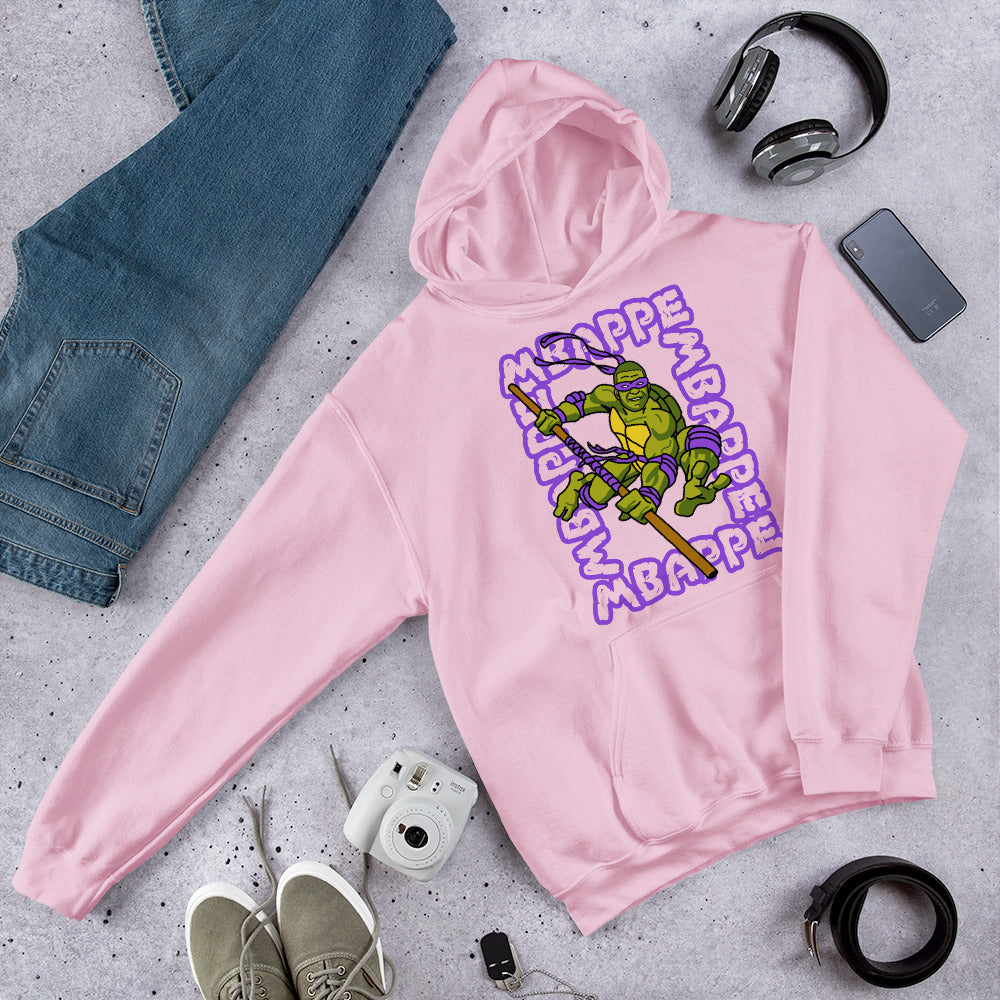 Kylian Mbappe Purple Ninja Turtle Donatello Unisex Hoodie Next Cult Brand Donatello, Football, Kylian Mbappe, Ninja Turtles, PSG