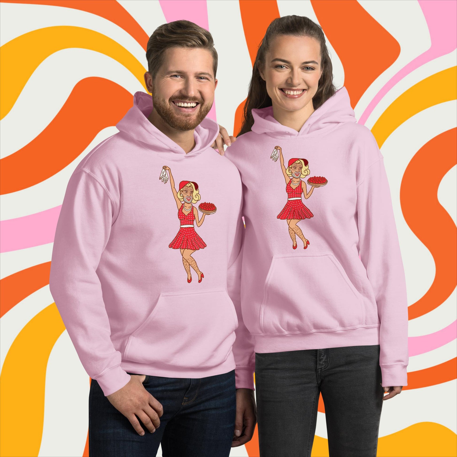 Thinnn Boy Bake Club The Fighter and The Kid TFATK Podcast Comedy 60s retro housewife Bryan Callen Unisex Hoodie Light Pink Hoodies Bryan Callen Podcasts Stand-up Comedy The Fighter and The Kid (TFATK) Thinnn Boy Bake Club Next Cult Brand