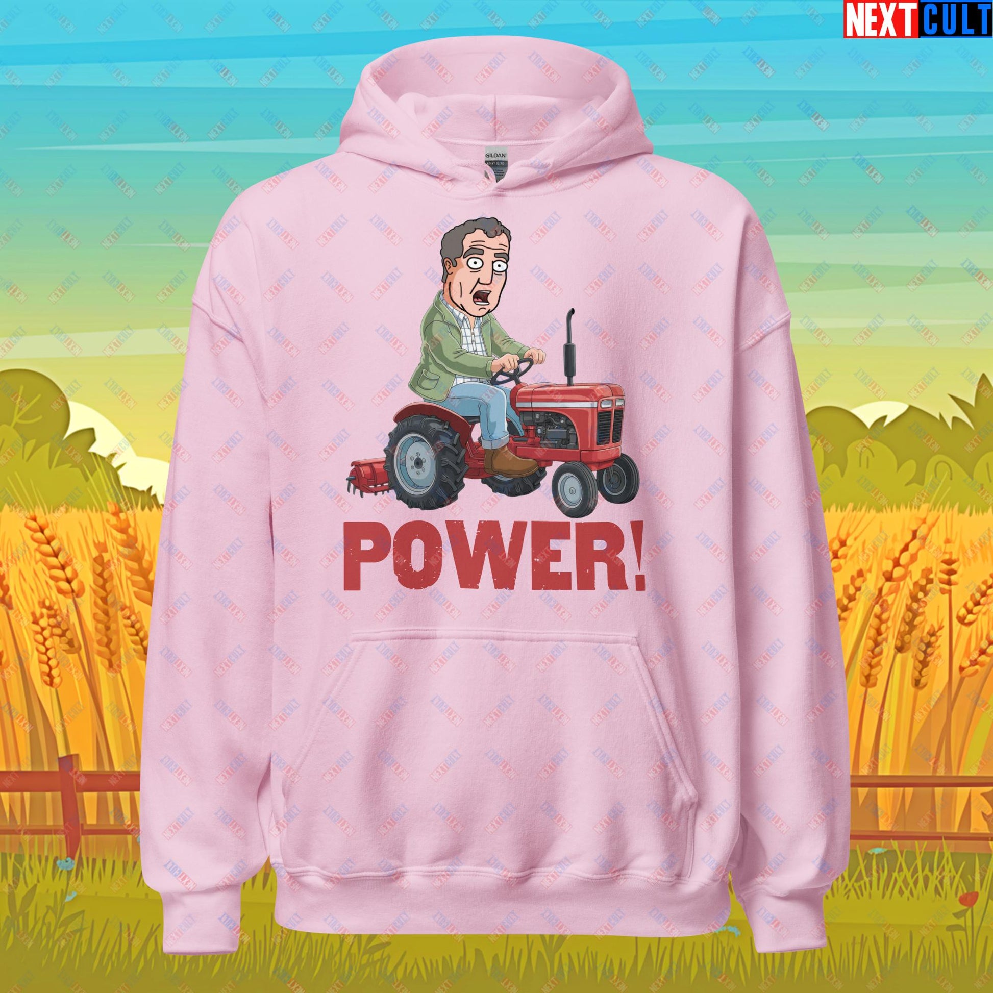 Speed and Power Tractor Jeremy Clarkson's Farm Diddly Squat Grand Tour Top Gear Funny Meme Cartoon Unisex Hoodie Light Pink Hoodies Clarkson's Farm Grand Tour Jeremy Clarkson Top Gear TV Shows Next Cult Brand