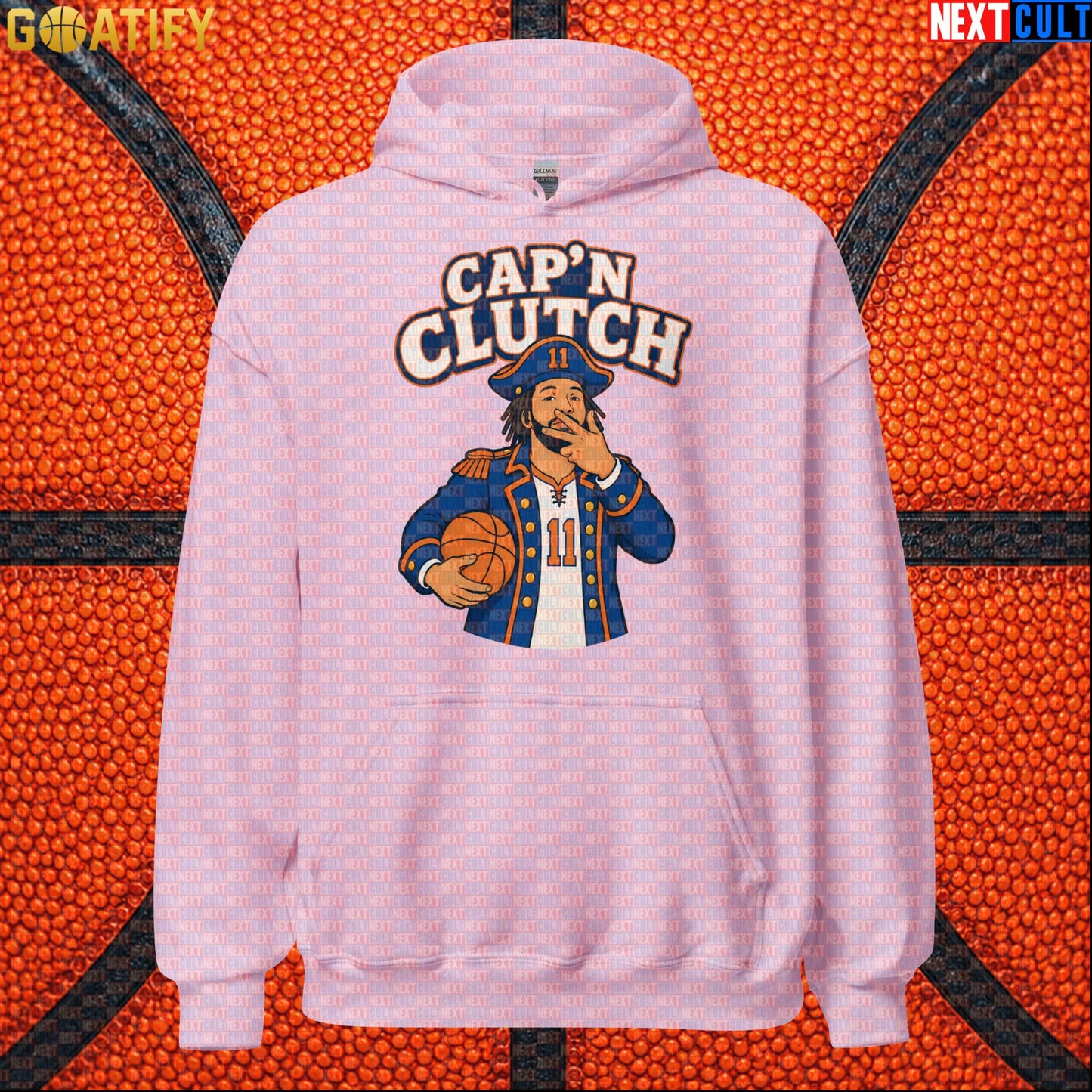 Jalen Brunson Hoodie – Cap’n Clutch Pullover for New York Knicks Fans and NBA Match Days Light Pink Next Cult Brand