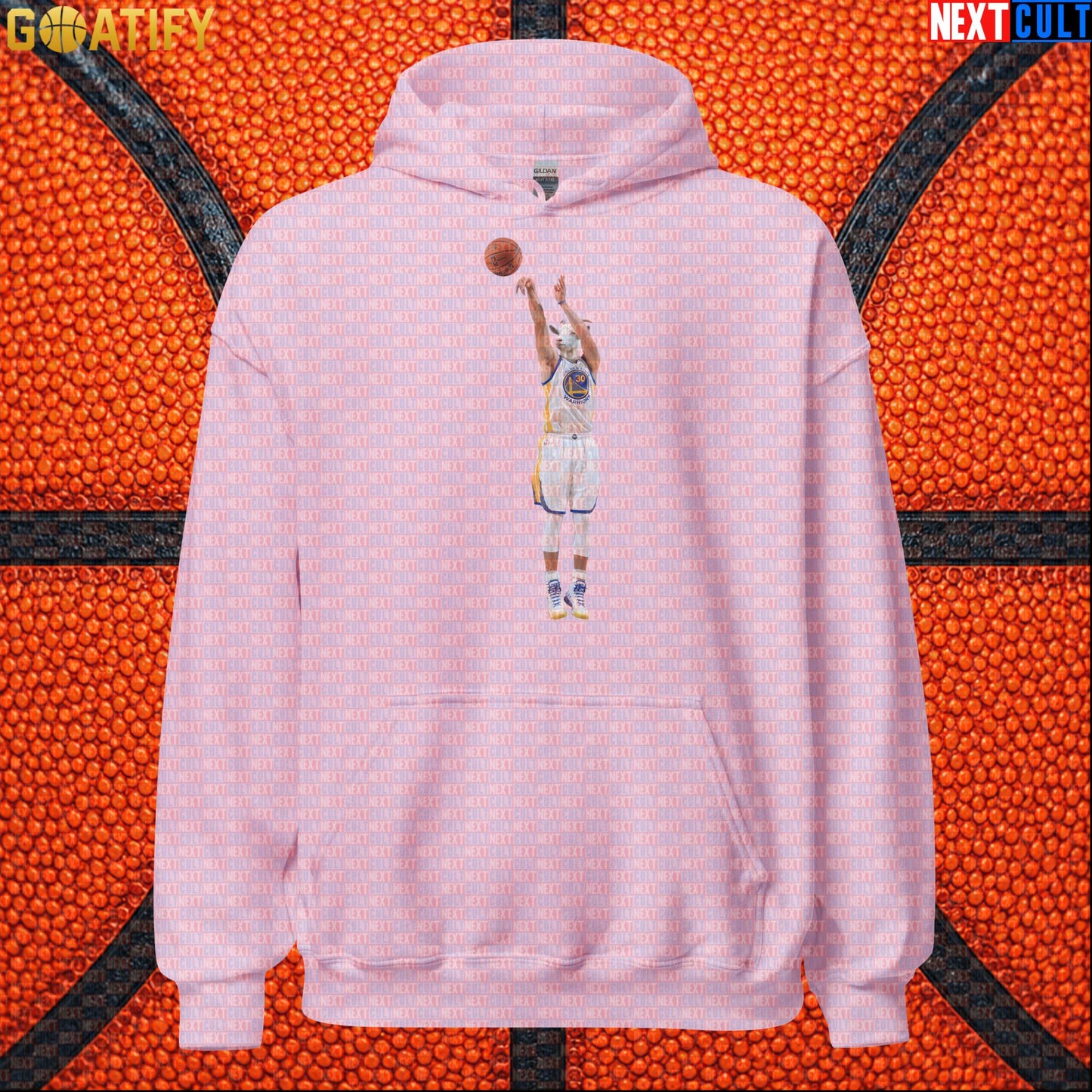 Hoodie Stephen Curry GOAT Shooting Threes Pullover for Warriors Fans NBA Basketball Gift Light Pink Hoodies Next Cult Brand
