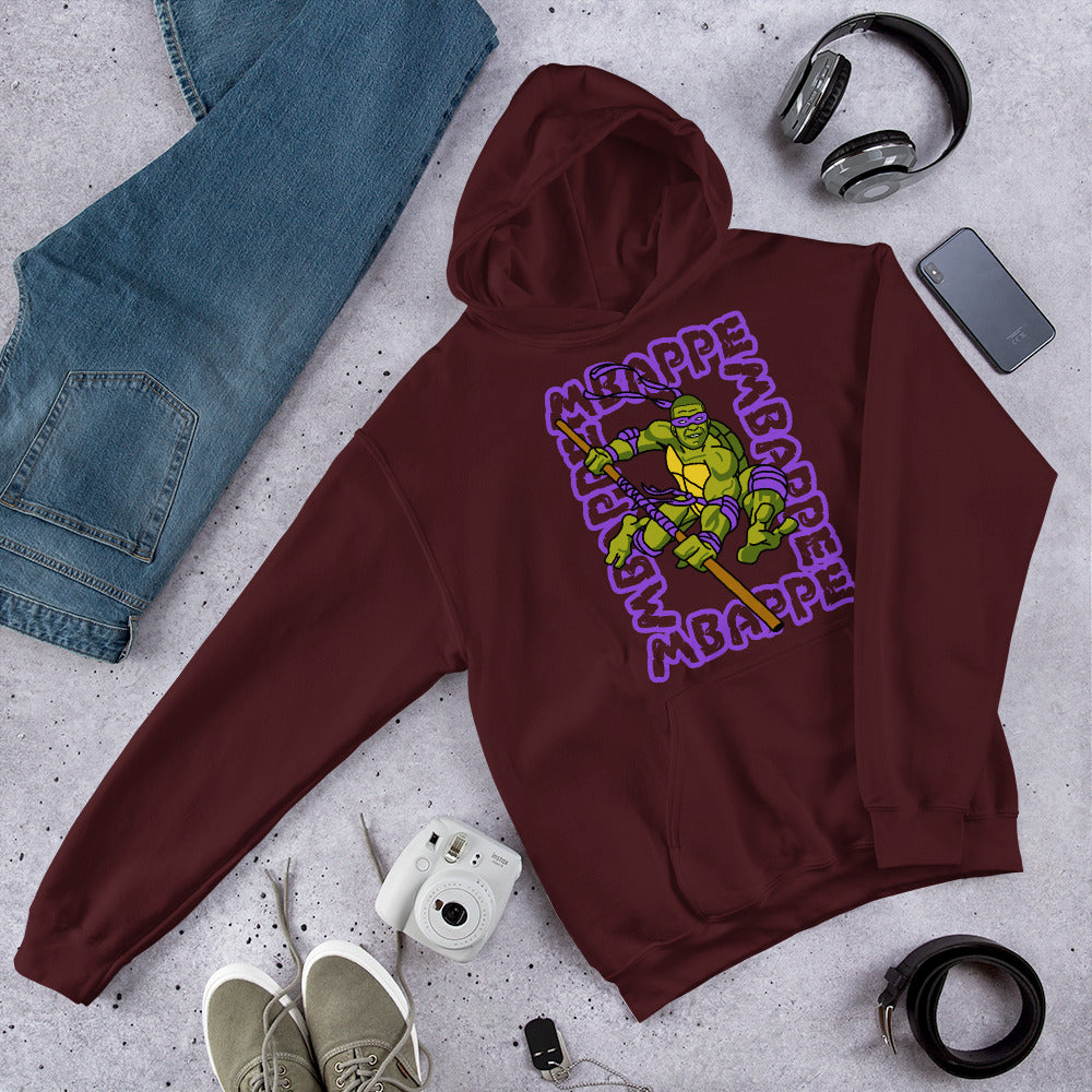 Kylian Mbappe Purple Ninja Turtle Donatello Unisex Hoodie Maroon Hoodies Football Kylian Mbappe Ninja Turtles PSG Real Madrid Next Cult Brand