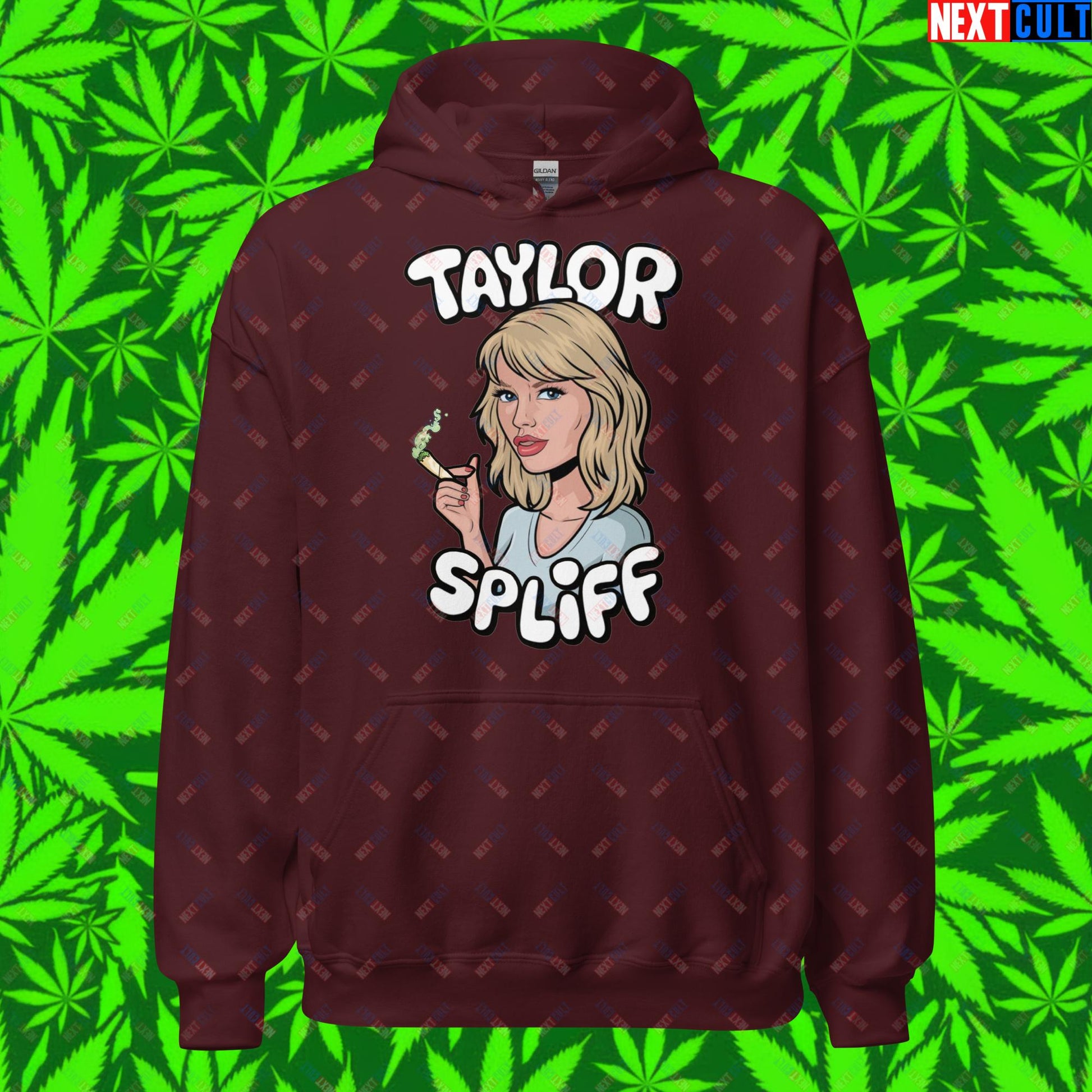 Taylor Spliff Pop Music Star Pothead Stoner Funny Weed Meme Unisex Hoodie Maroon Hoodies Music Weed Next Cult Brand