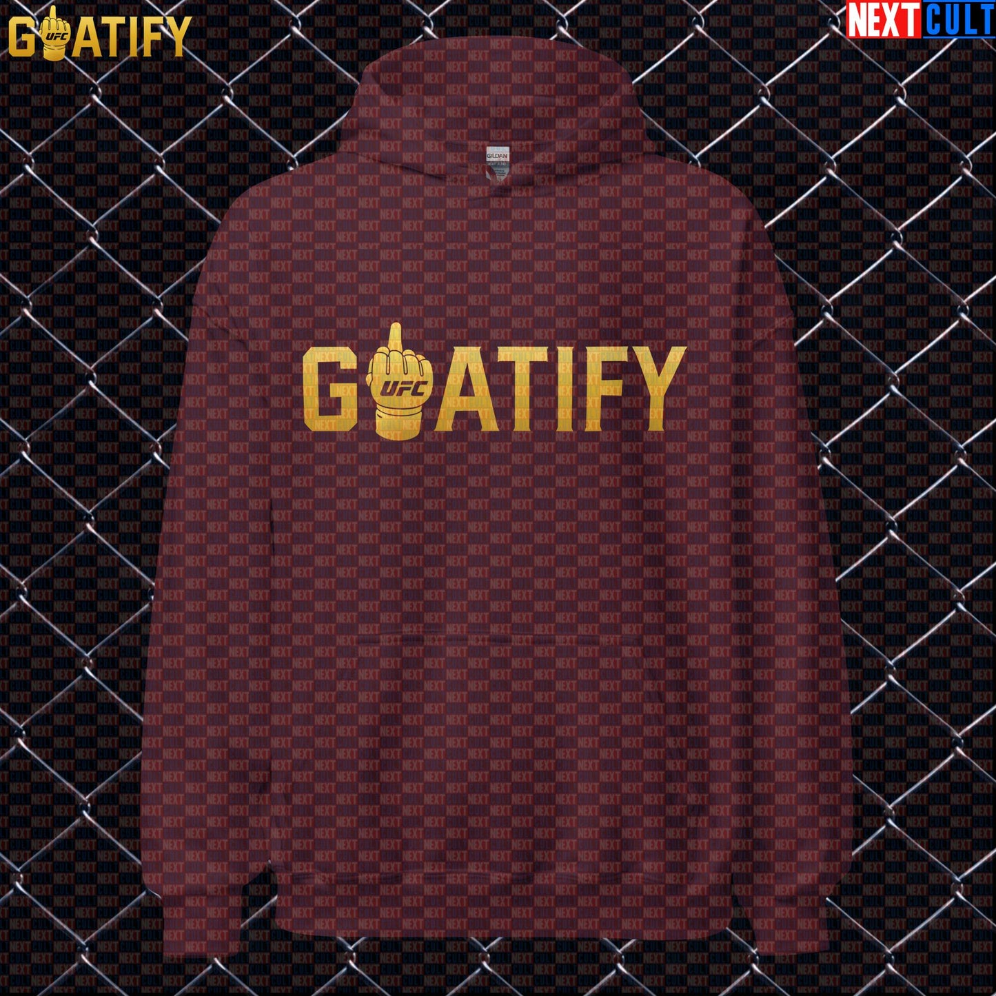 UFC GOAT Hoodie Gold Middle Finger Fight Pullover for MMA Fans & Jiu Jitsu Gifts | GOATIFY | Hoodies | ["Martial Arts", "MMA", "NCB", "UFC"]