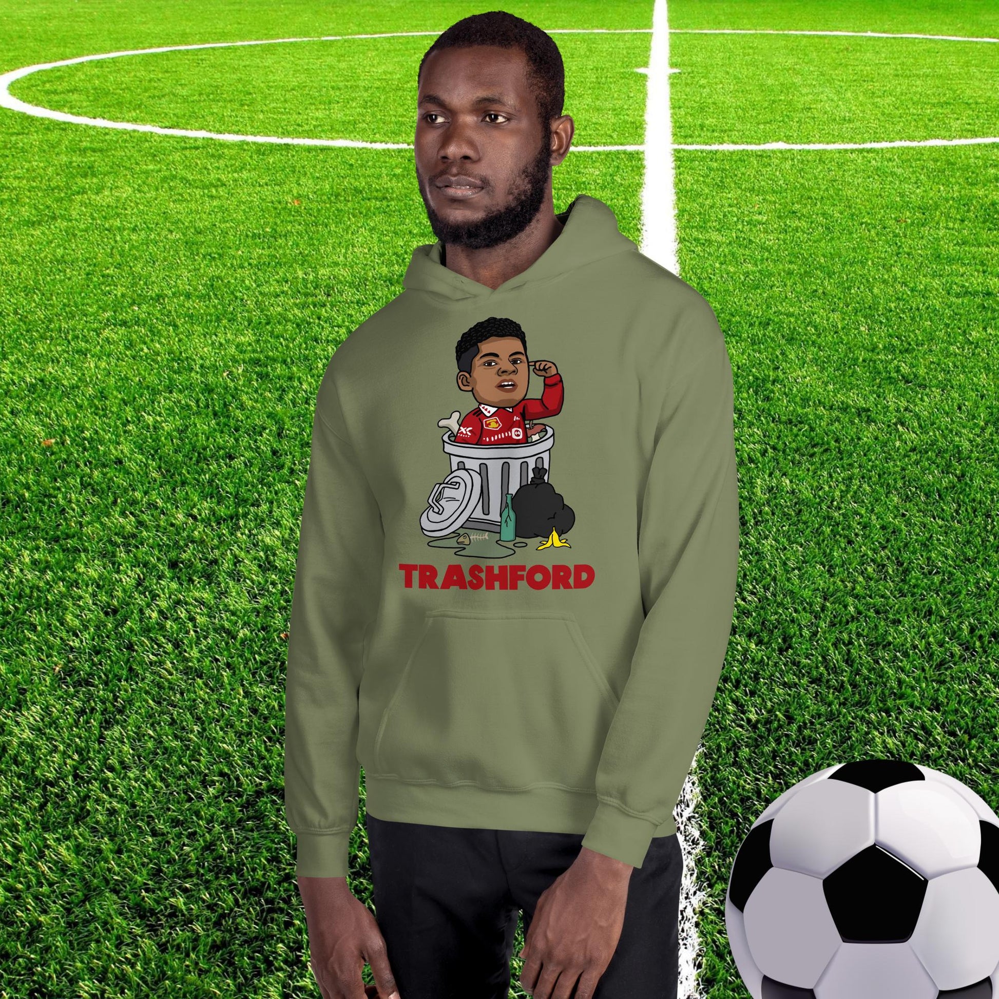 Trashford Marcus Rashford Manchester United Gift Man United Gift Marcus Rashford Unisex Hoodie Military Green Hoodies Football Manchester United Marcus Rashford Next Cult Brand