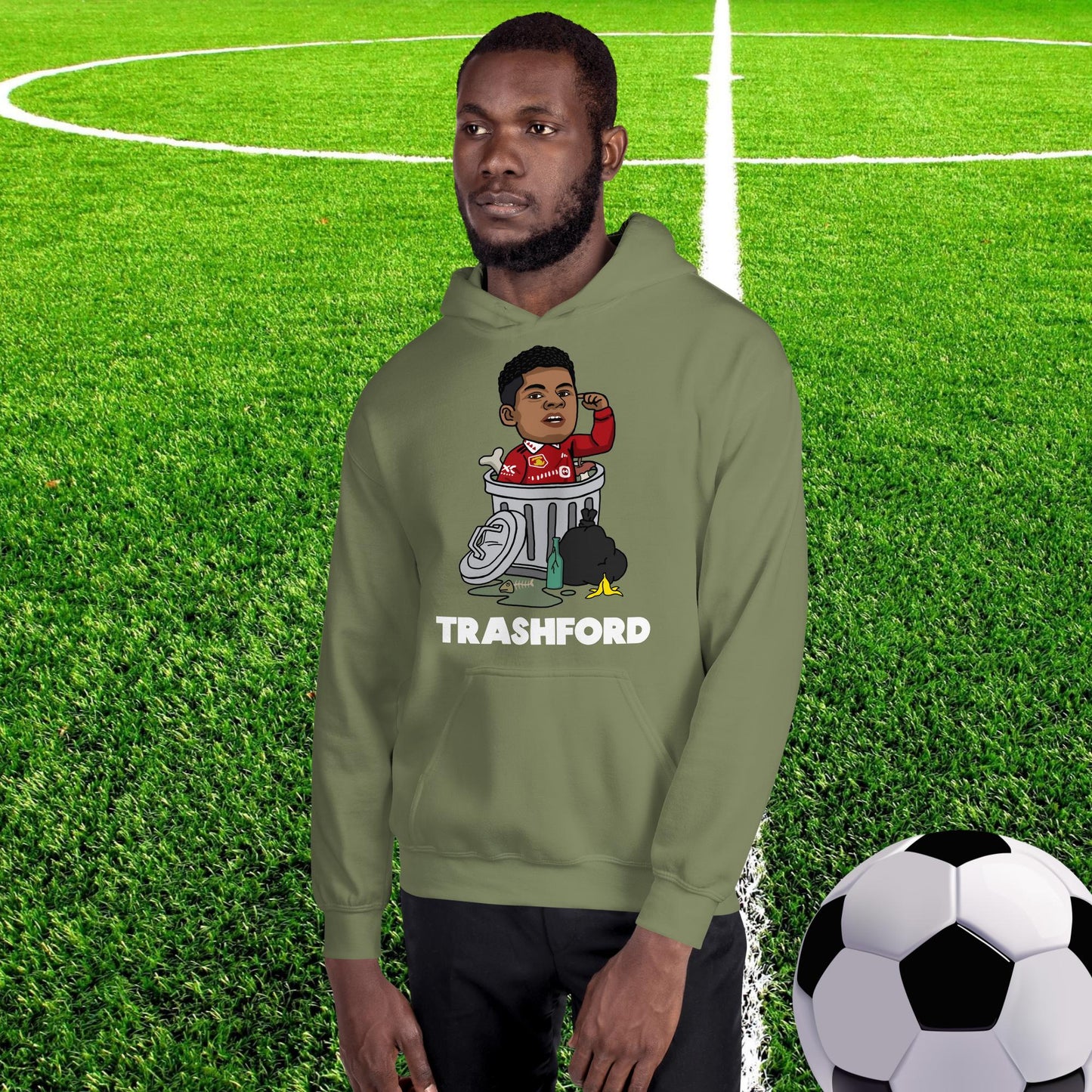 Trashford Marcus Rashford Manchester United Gift Man United Gift Marcus Rashford Unisex Hoodie Military Green Hoodies Football Manchester United Marcus Rashford Next Cult Brand