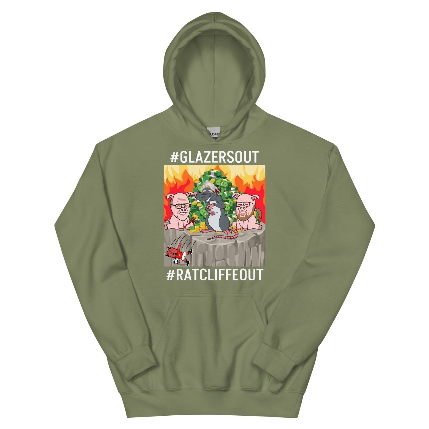 Manchester United Ratcliffe Out, Glazers Out Unisex Hoodie, White Letters, #GlazersOut #RatcliffeOut Next Cult Brand Football, GlazersOut, Manchester United, RatcliffeOut