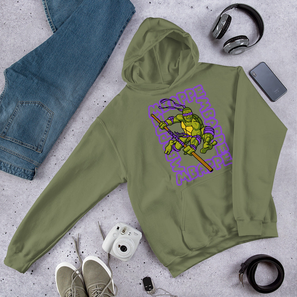 Kylian Mbappe Purple Ninja Turtle Donatello Unisex Hoodie Military Green Hoodies Football Kylian Mbappe Ninja Turtles PSG Real Madrid Next Cult Brand