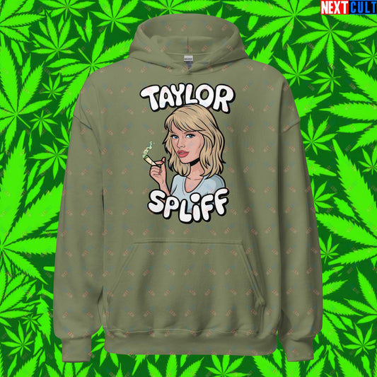 Taylor Spliff Pop Music Star Pothead Stoner Funny Weed Meme Unisex Hoodie Military Green Hoodies Music Weed Next Cult Brand