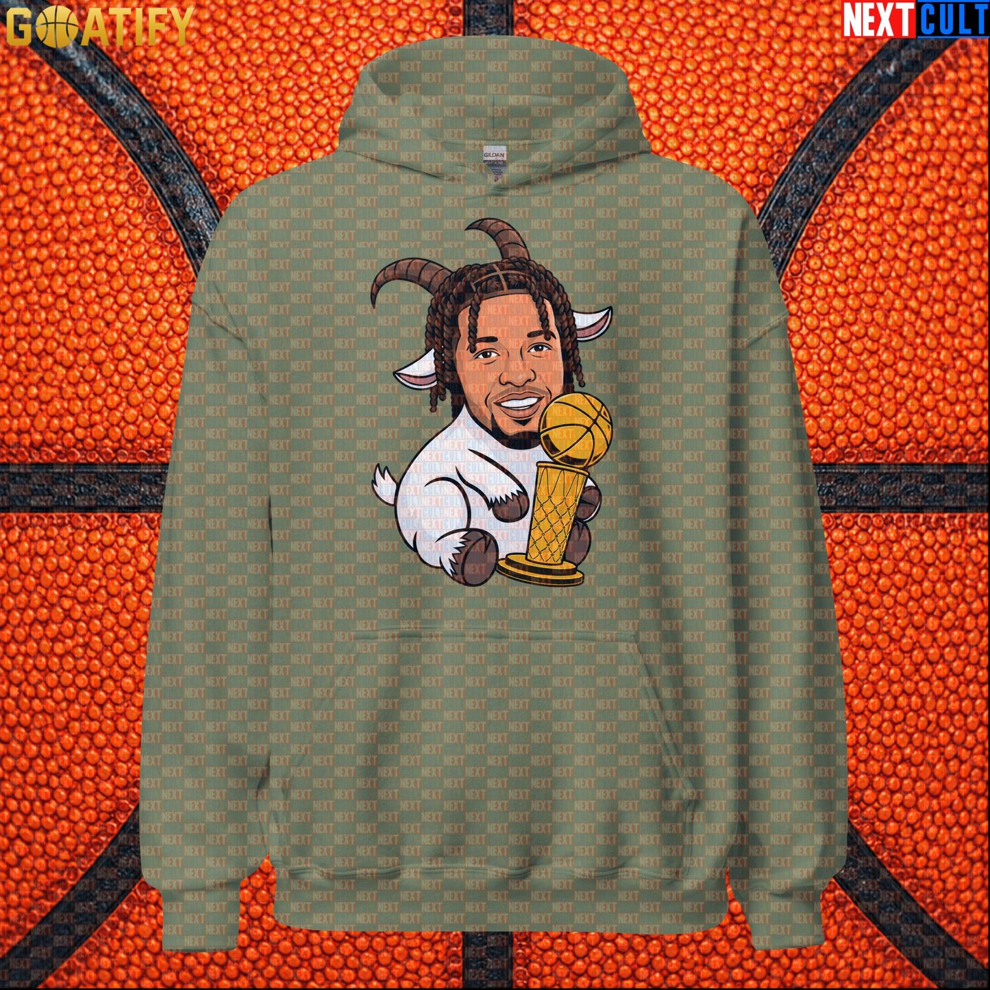 Jalen Brunson Hoodie – NBA Champion GOAT Pullover for New York Basketball Supporters Military Green Next Cult Brand