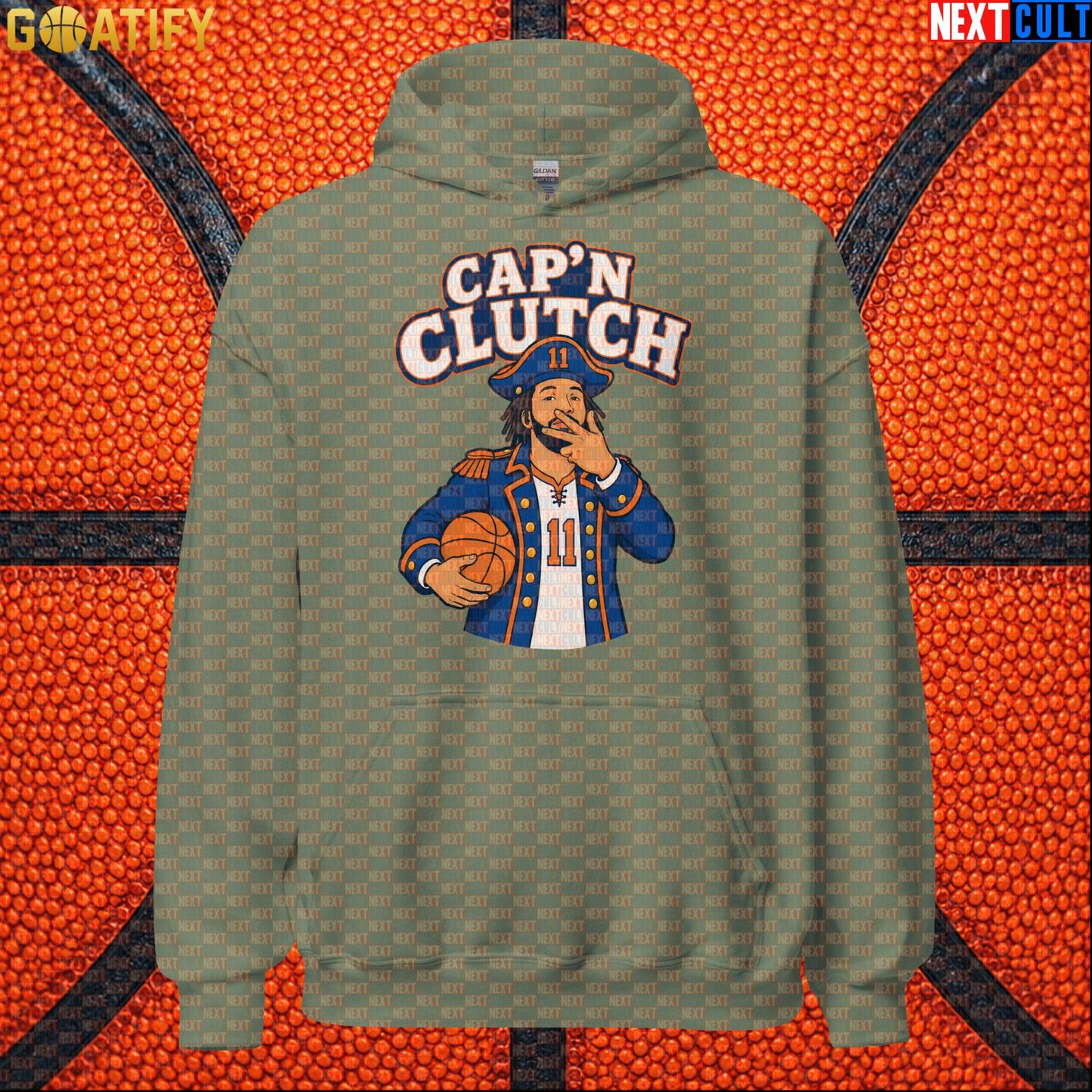 Jalen Brunson Hoodie – Cap’n Clutch Pullover for New York Knicks Fans and NBA Match Days Military Green Next Cult Brand