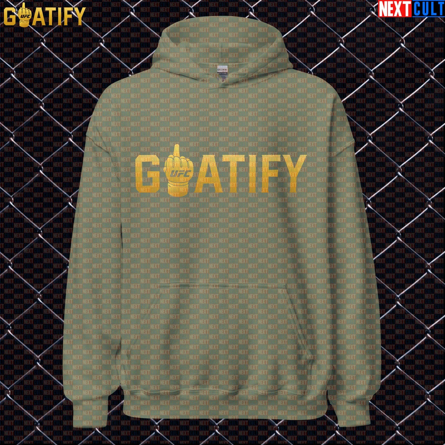 UFC GOAT Hoodie Gold Middle Finger Fight Pullover for MMA Fans & Jiu Jitsu Gifts | GOATIFY | Hoodies | ["Martial Arts", "MMA", "NCB", "UFC"]
