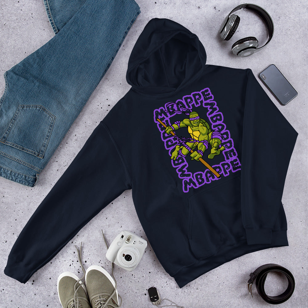 Kylian Mbappe Purple Ninja Turtle Donatello Unisex Hoodie Navy Hoodies Football Kylian Mbappe Ninja Turtles PSG Real Madrid Next Cult Brand