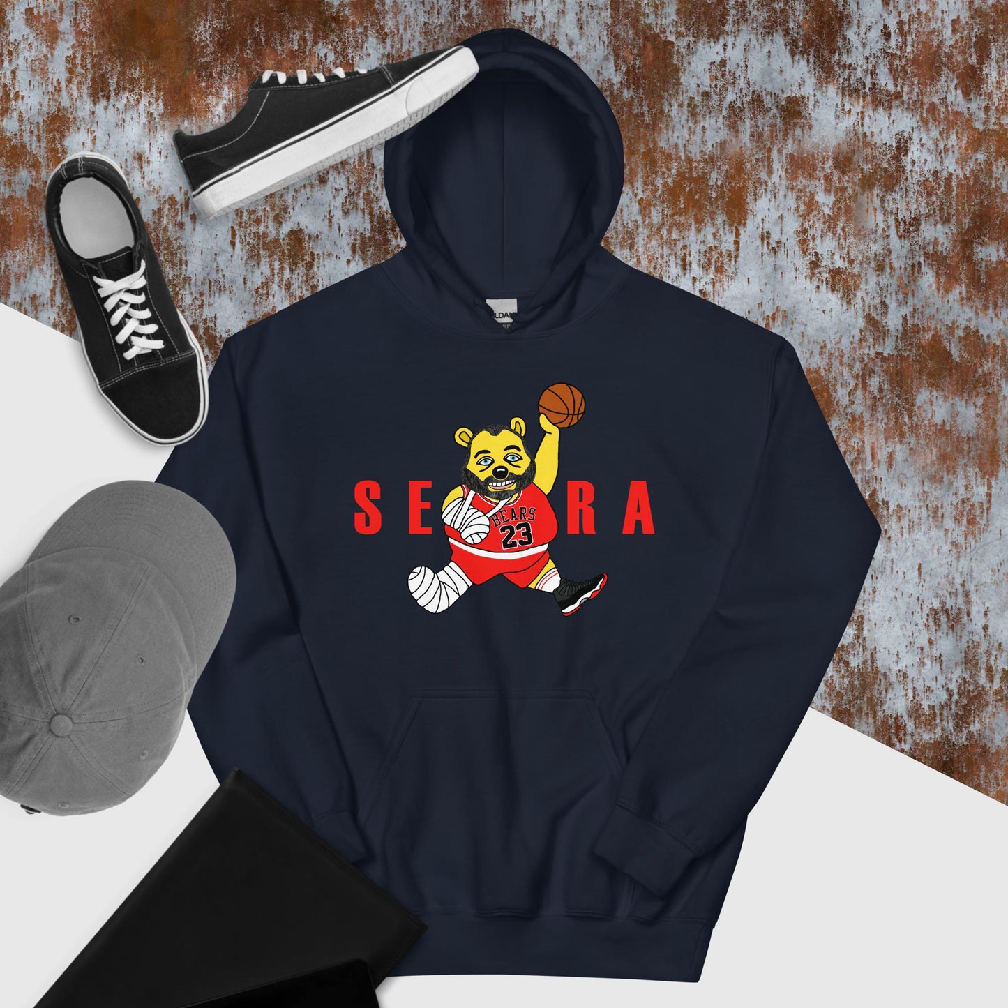 Air Segura, Tom Segura Basketball, Your Mom's House (YMH), 2 Bears 1 Cave, Funny Unisex Hoodie Navy Hoodies 2 Bears 1 Cave Air Segura Podcasts Stand-up Comedy Tom Segura YMH Next Cult Brand