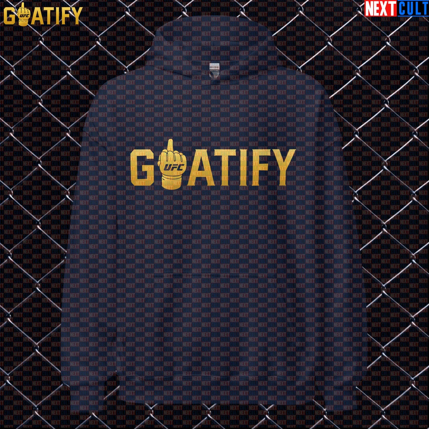 UFC GOAT Hoodie Gold Middle Finger Fight Pullover for MMA Fans & Jiu Jitsu Gifts | GOATIFY | Hoodies | ["Martial Arts", "MMA", "NCB", "UFC"]
