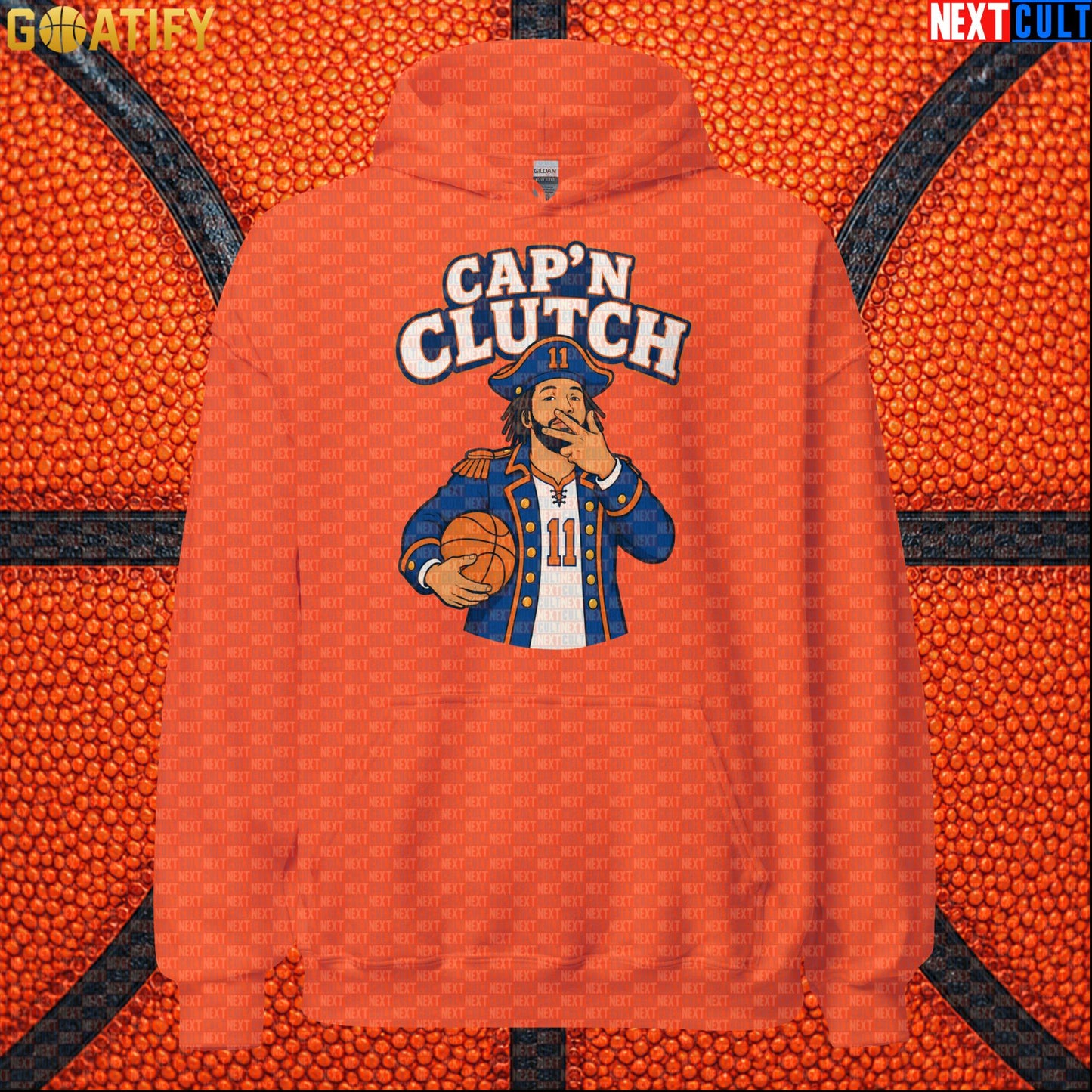 Jalen Brunson Hoodie – Cap’n Clutch Pullover for New York Knicks Fans and NBA Match Days Orange Next Cult Brand