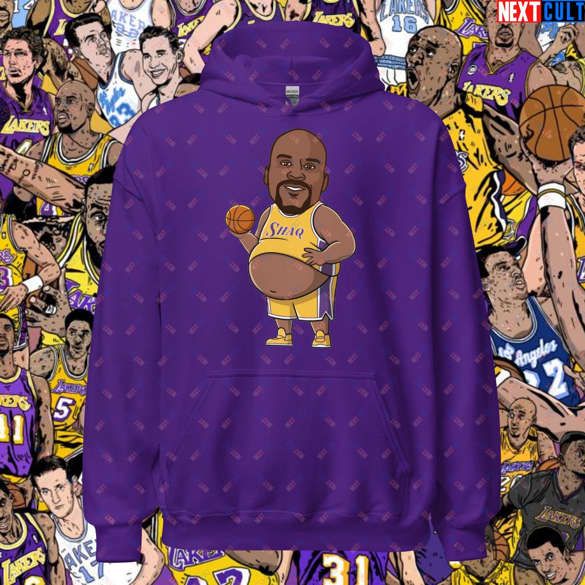 Fat Shaq Funny Basketball Meme Hoodie - Big Shaq Dominance Sweatshirt for Basketball Fans - Perfect Gift for Shaq Fans Unisex Hoodie Purple Hoodies Basketball Los Angeles Lakers NBA Shaq Next Cult Brand