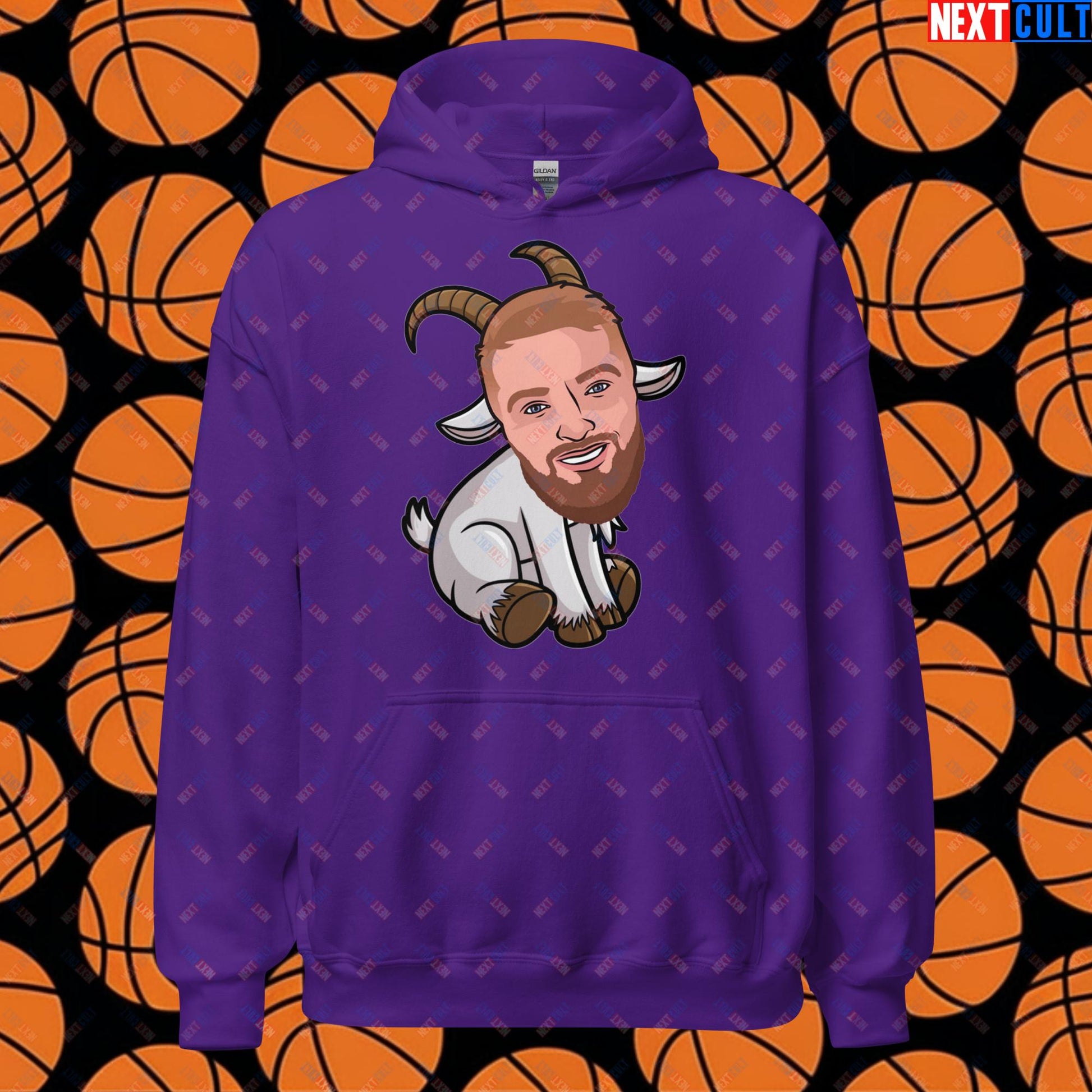 Domantas Sabonis GOAT Hoodie - Funny Basketball Meme Sweatshirt - Greatest of All Time Pullover for Sacramento Kings and Lithuania Fans - Perfect Gift for Basketball Lovers Unisex Hoodie Purple Hoodies Basketball Domantas Sabonis G.O.A.T. NBA Sacramento Kings Next Cult Brand