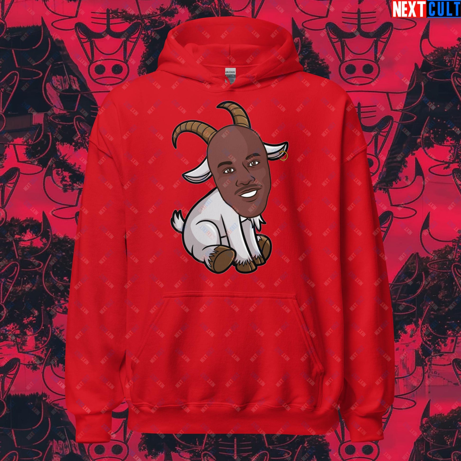 Michael Jordan G.O.A.T. Hoodie - Funny Basketball Meme Sweatshirt - Greatest of All Time NBA Cartoon Design - Perfect Gift for Basketball Fans Unisex Hoodie Red Hoodies Basketball Chicago Bulls G.O.A.T. Michael Jordan NBA Next Cult Brand