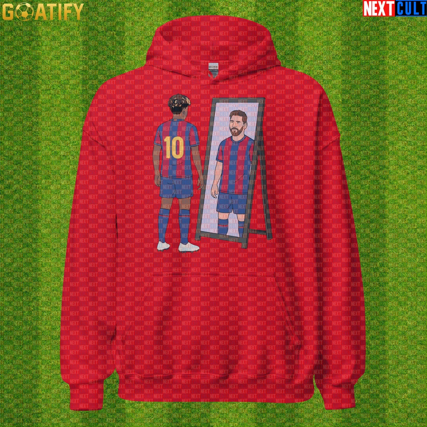 Lamine Yamal Hoodie – Future Superstar Mirror Meme Pullover for Barcelona Match Days Red Next Cult Brand