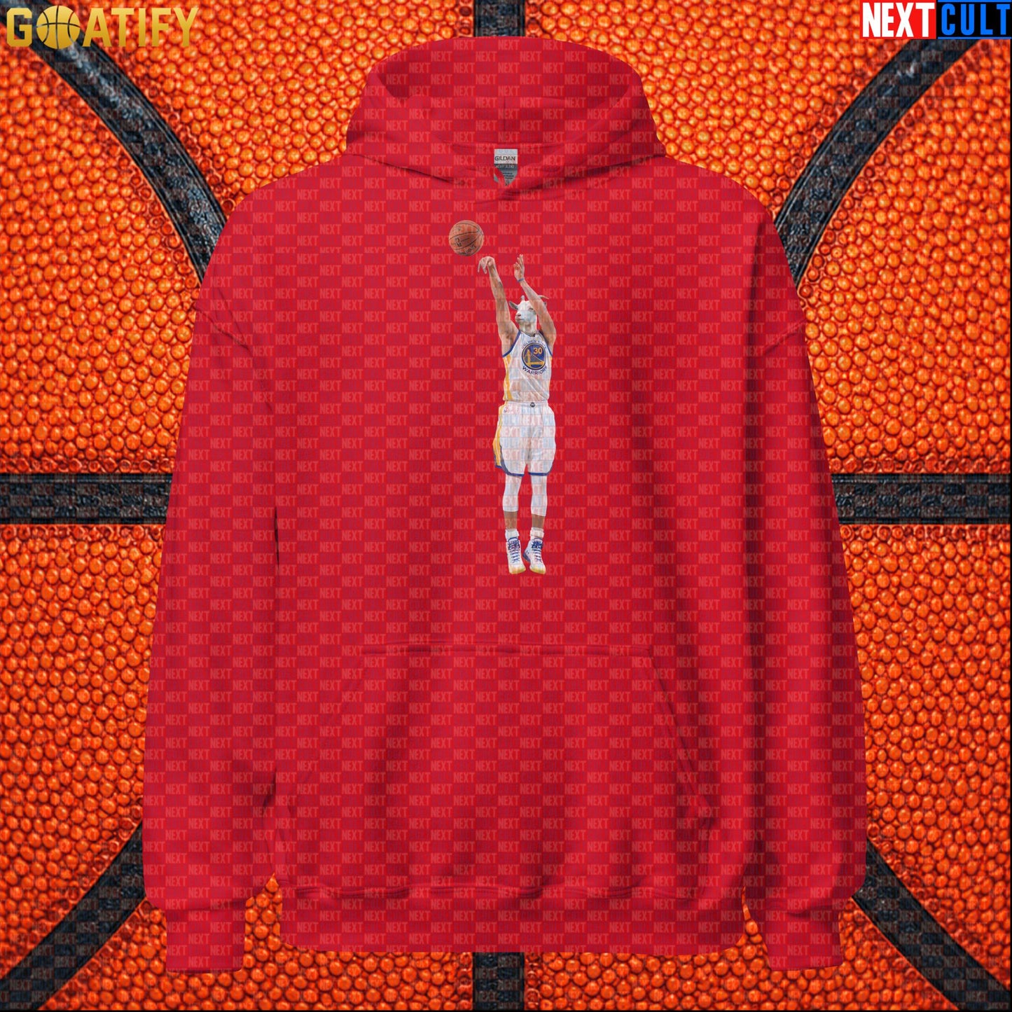 Hoodie Stephen Curry GOAT Shooting Threes Pullover for Warriors Fans NBA Basketball Gift Red Hoodies Next Cult Brand