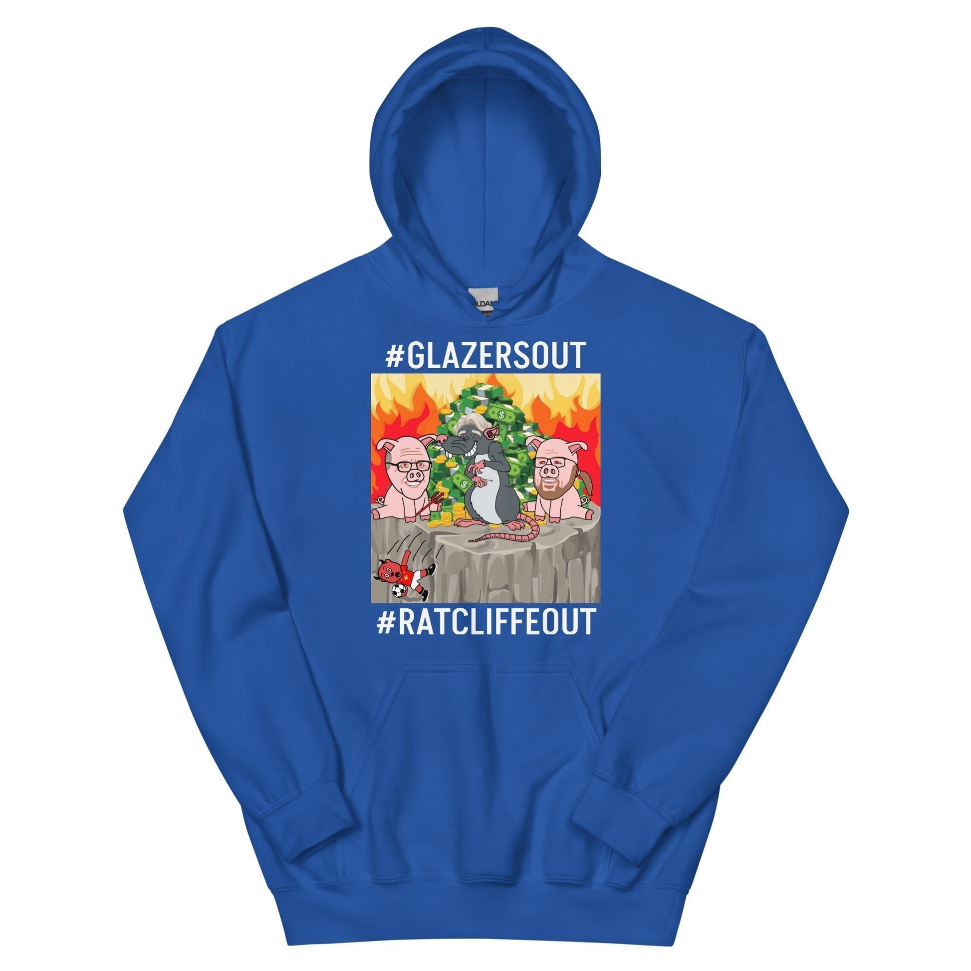 Manchester United Ratcliffe Out, Glazers Out Unisex Hoodie, White Letters, #GlazersOut #RatcliffeOut Next Cult Brand Football, GlazersOut, Manchester United, RatcliffeOut