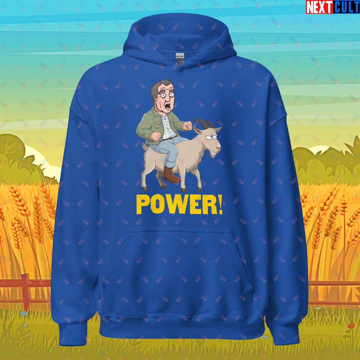 Speed and Power Goat Jeremy Clarkson's Farm Diddly Squat Grand Tour Top Gear Funny Meme Cartoon Unisex Hoodie Royal Hoodies Clarkson's Farm Grand Tour Jeremy Clarkson Top Gear TV Shows Next Cult Brand