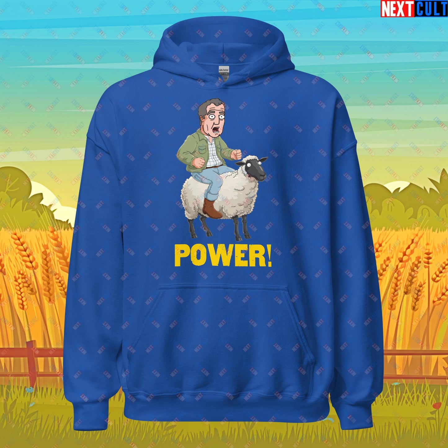 Power Sheep Jeremy Clarkson's Farm Diddly Squat Grand Tour Top Gear Funny Meme Cartoon Unisex Hoodie Royal Hoodies Clarkson's Farm Grand Tour Jeremy Clarkson Top Gear TV Shows Next Cult Brand