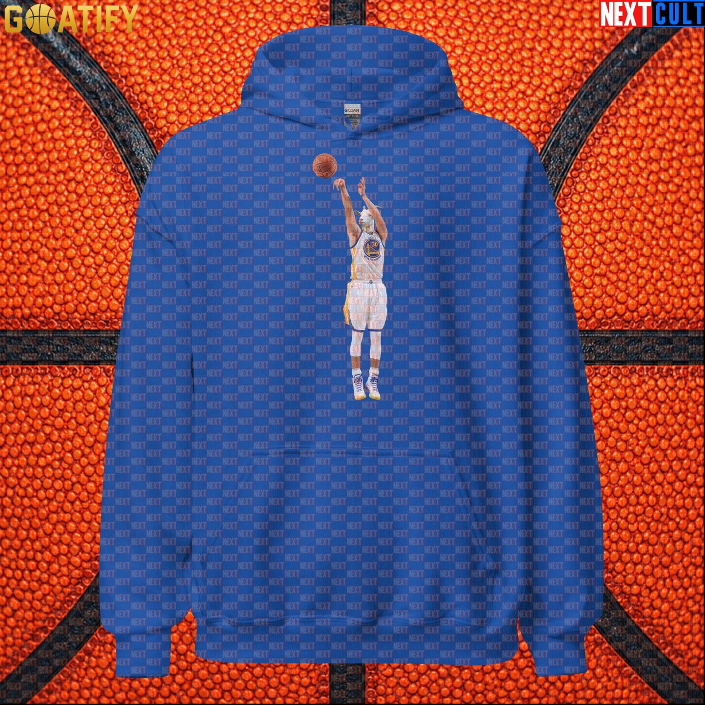 Hoodie Stephen Curry GOAT Shooting Threes Pullover for Warriors Fans NBA Basketball Gift Royal Hoodies Next Cult Brand