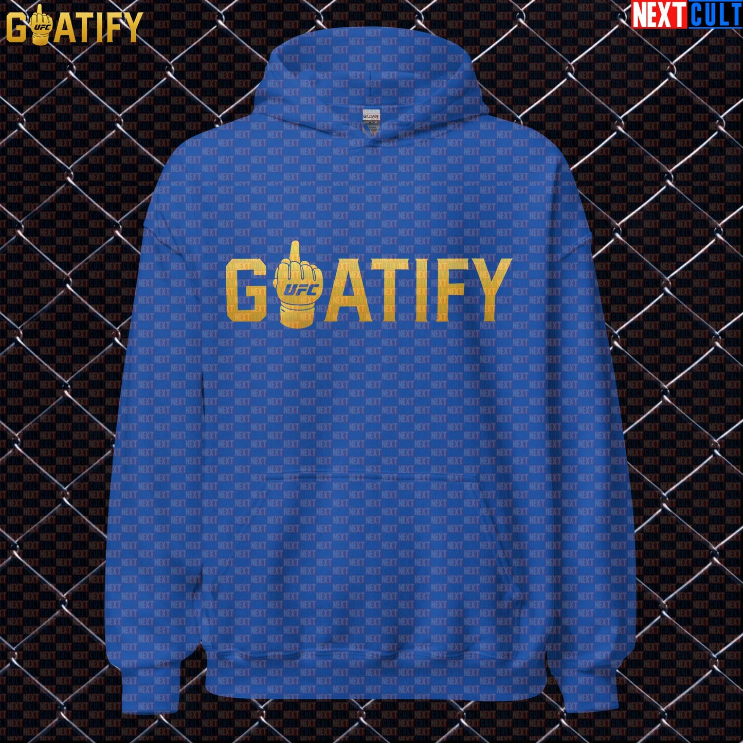 UFC GOAT Hoodie Gold Middle Finger Fight Pullover for MMA Fans & Jiu Jitsu Gifts | GOATIFY | Hoodies | ["Martial Arts", "MMA", "NCB", "UFC"]