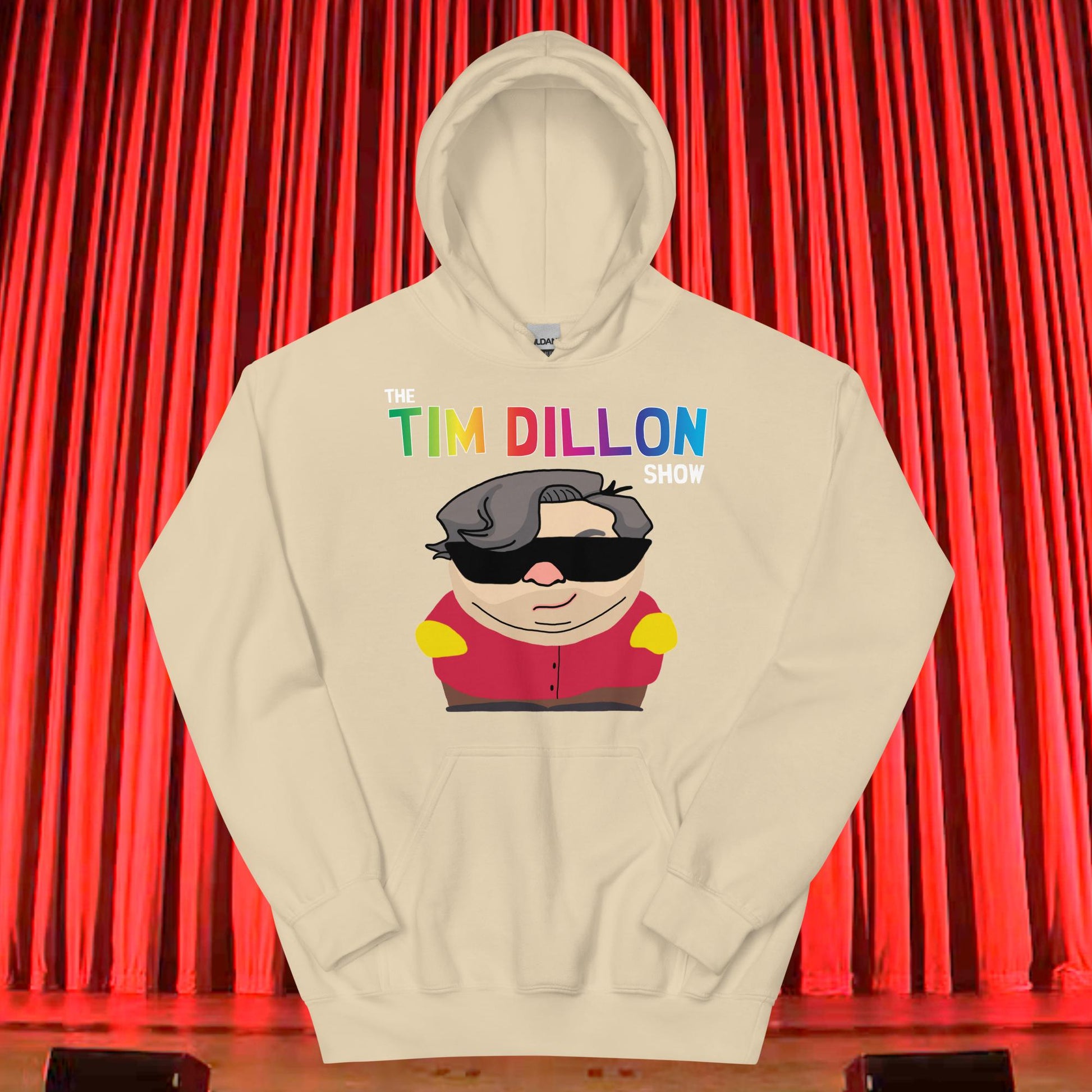 Tim Dillon Cartman, Southpark, The Tim Dillon Show, Tim Dillon Podcast, Tim Dillon Merch, Tim Dillon Unisex Hoodie Sand Hoodies Podcasts Stand-up Comedy Tim Dillon Next Cult Brand