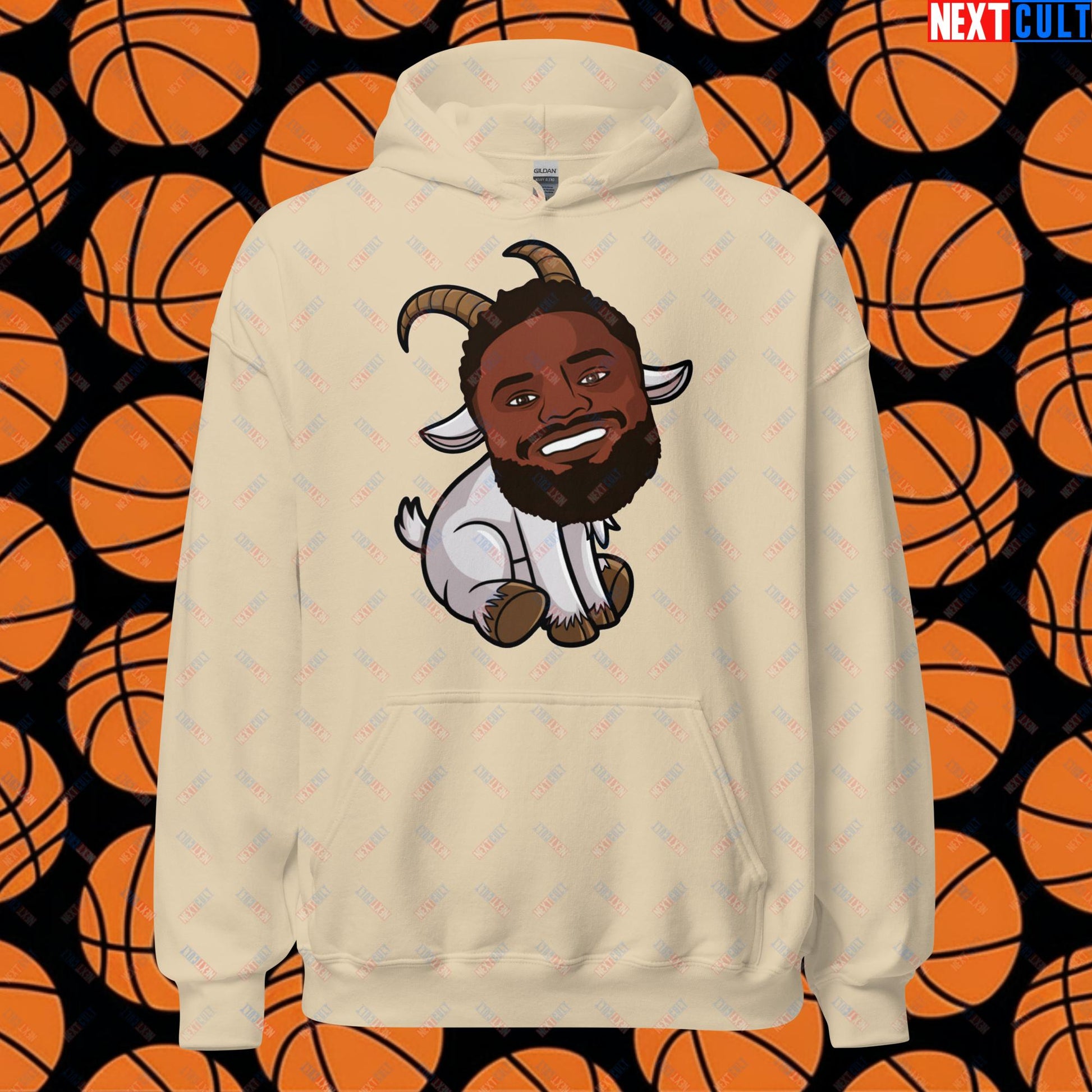 Zion Williamson G.O.A.T. Hoodie - Funny Basketball Meme Sweatshirt - Greatest of All Time Pullover for Basketball Fans - Perfect Gift for Zion Williamson Fans Unisex Hoodie Sand Hoodies Basketball G.O.A.T. NBA New Orleans Pelicans Zion Williamson Next Cult Brand