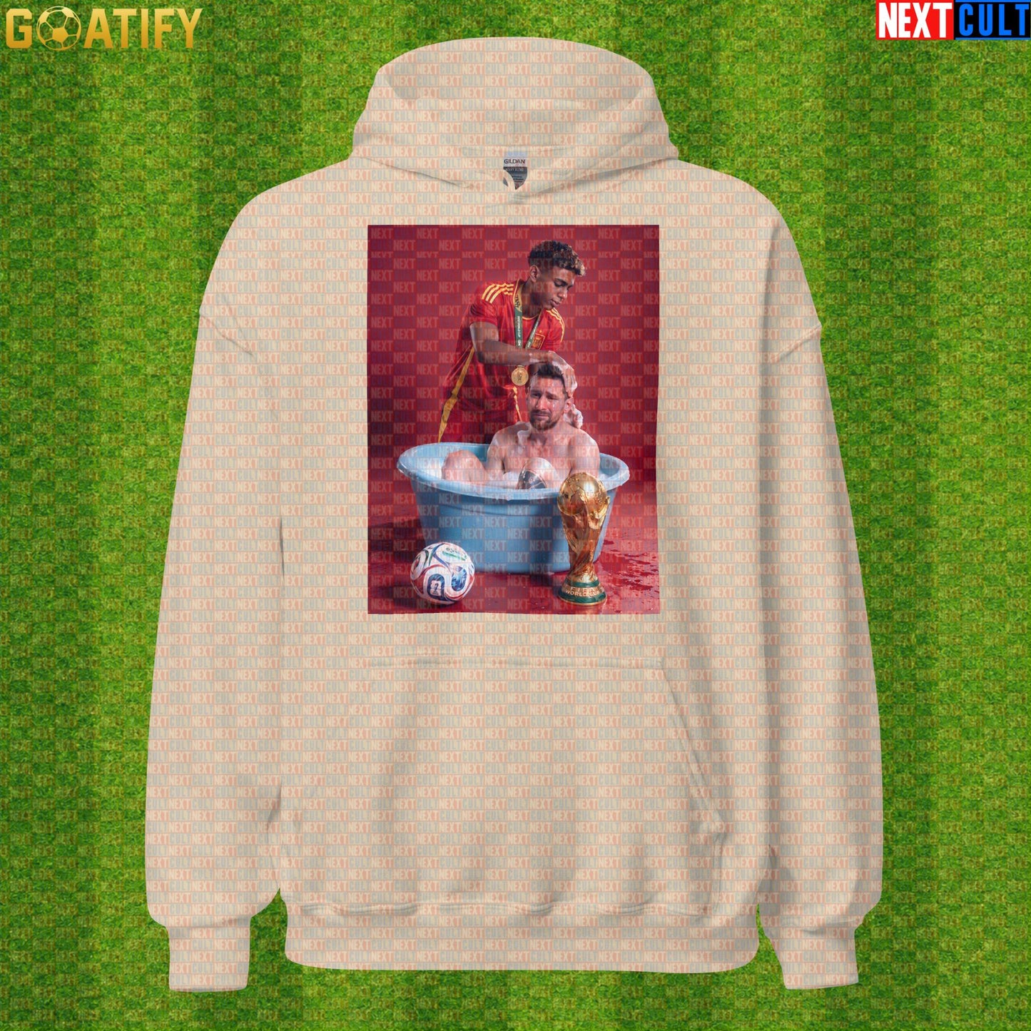 Lamine Yamal Hoodie – Spain vs Argentina Final Parody Pullover for Soccer Meme Fans |  | ["Argentina", "Barcelona", "Football", "Lamine Yamal", "Lionel Messi", "Soccer", "Spain"]