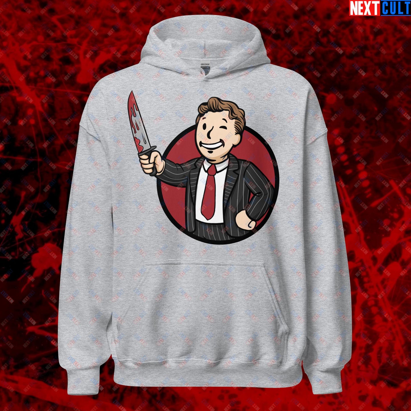 Psycho Boy American Psycho Vault Boy Fallout Funny Meme Cartoon Mashup Unisex Hoodie