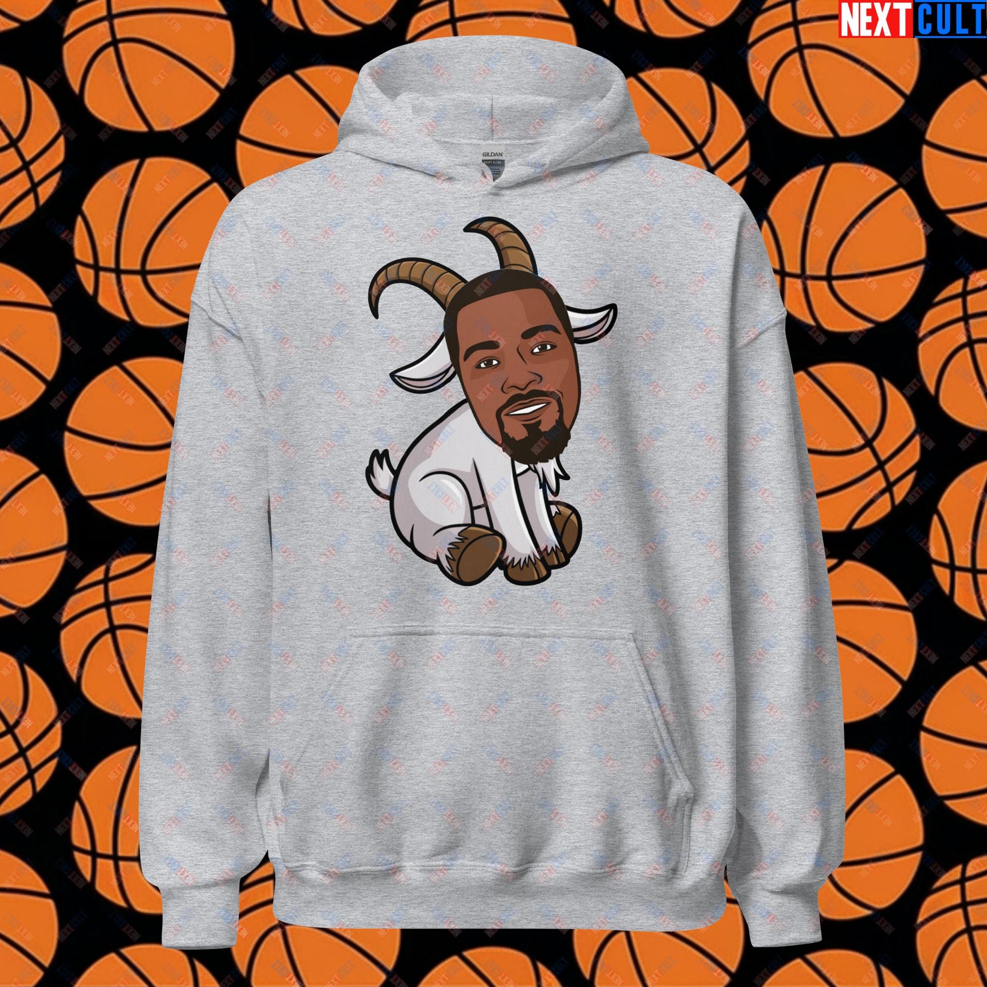 Kevin Durant G.O.A.T. Hoodie - Funny Basketball Meme Sweatshirt - Greatest of All Time Pullover for Basketball Fans - Perfect Gift for Durant Fans Unisex Hoodie Sport Grey Hoodies Basketball G.O.A.T. Golden State Warriors Kevin Durant NBA Oklahoma City Thunder Phoenix Suns Next Cult Brand