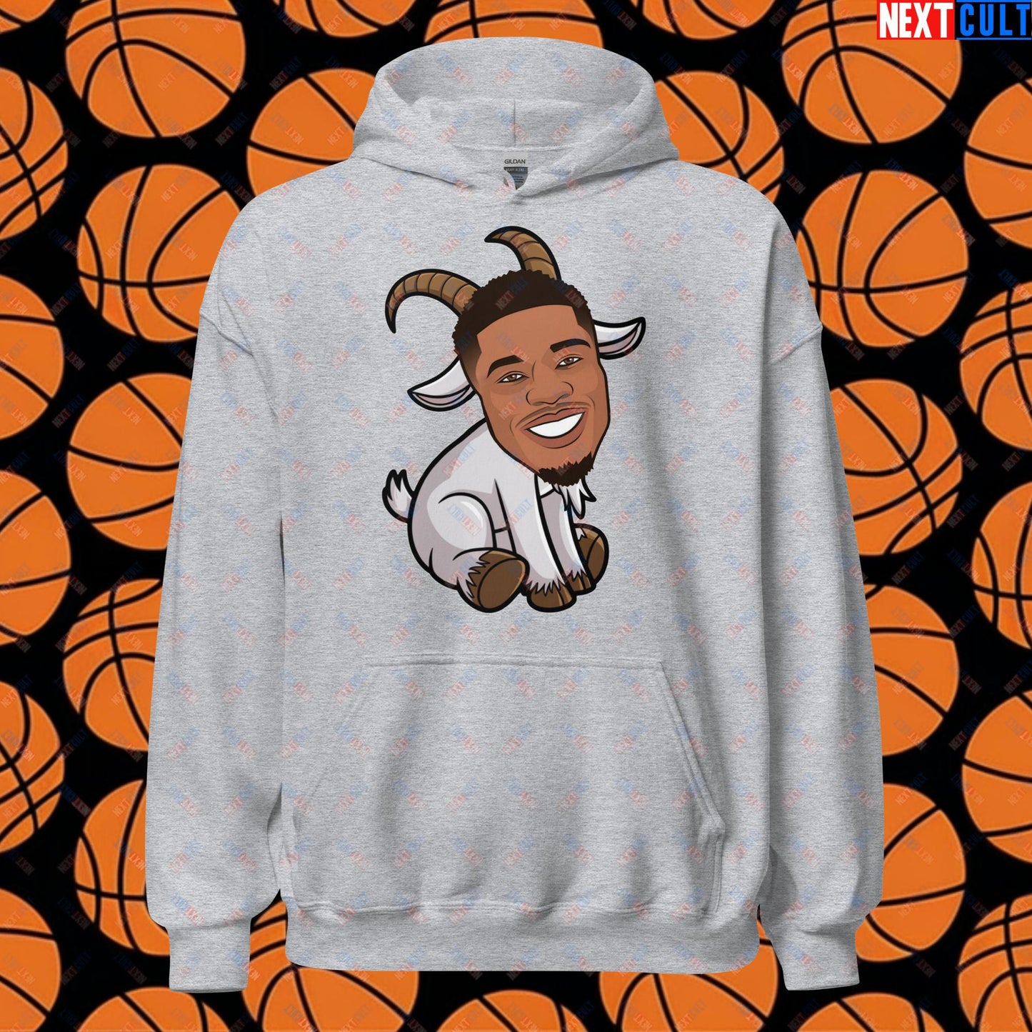 Giannis Antetokounmpo G.O.A.T. Hoodie - Funny Basketball Meme Sweatshirt - Greatest of All Time Pullover for Basketball Fans - Perfect Gift for Giannis Fans Unisex Hoodie Sport Grey Hoodies Basketball G.O.A.T. Giannis Antetokounmpo Milwaukee Bucks NBA Next Cult Brand