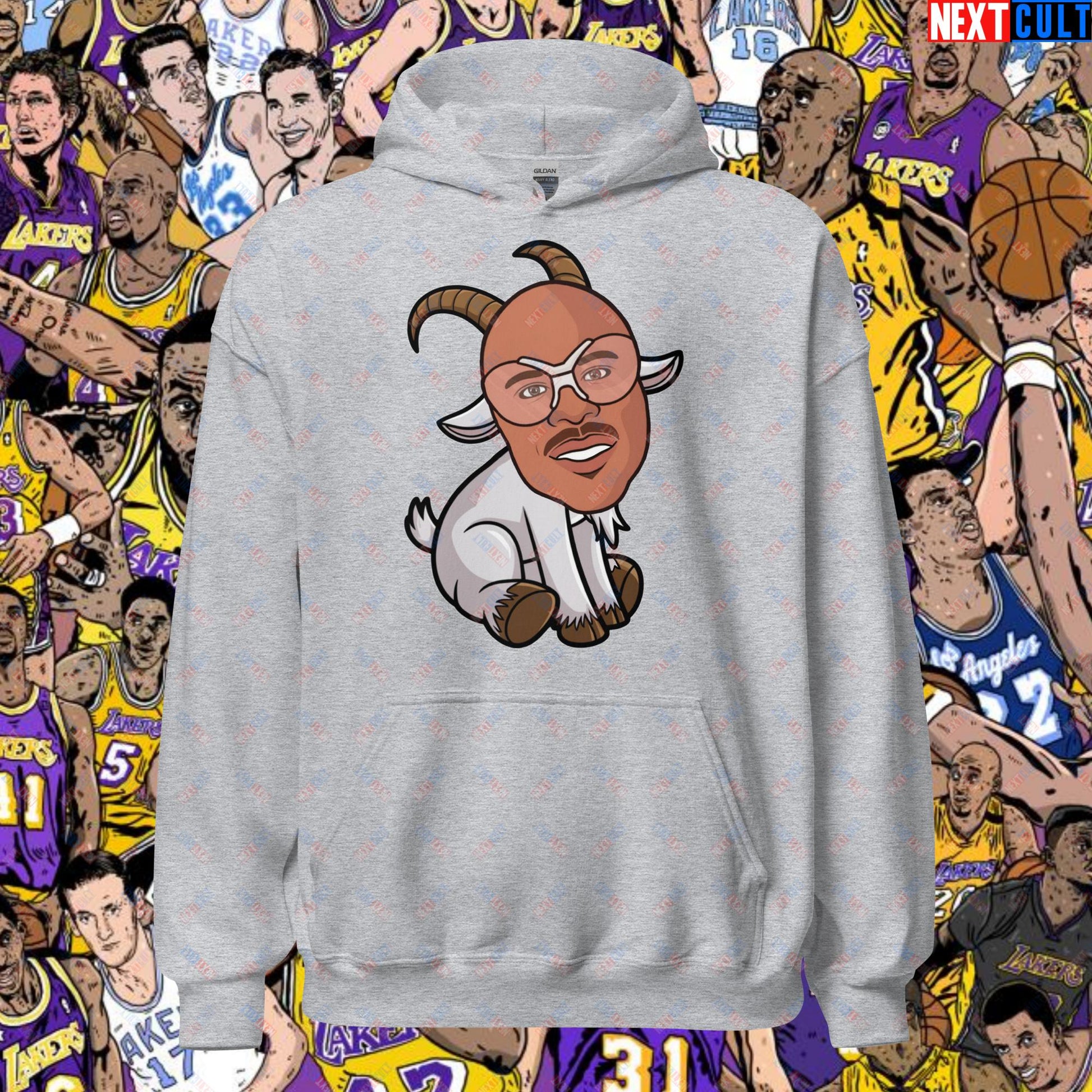 Kareem Abdul-Jabbar G.O.A.T. Hoodie - Funny Basketball Meme Sweatshirt - Greatest of All Time Pullover for Basketball Fans - Perfect Gift for Kareem Fans Unisex Hoodie Sport Grey Hoodies Basketball G.O.A.T. Kareem Abdul-Jabbar Los Angeles Lakers Milwaukee Bucks NBA Next Cult Brand