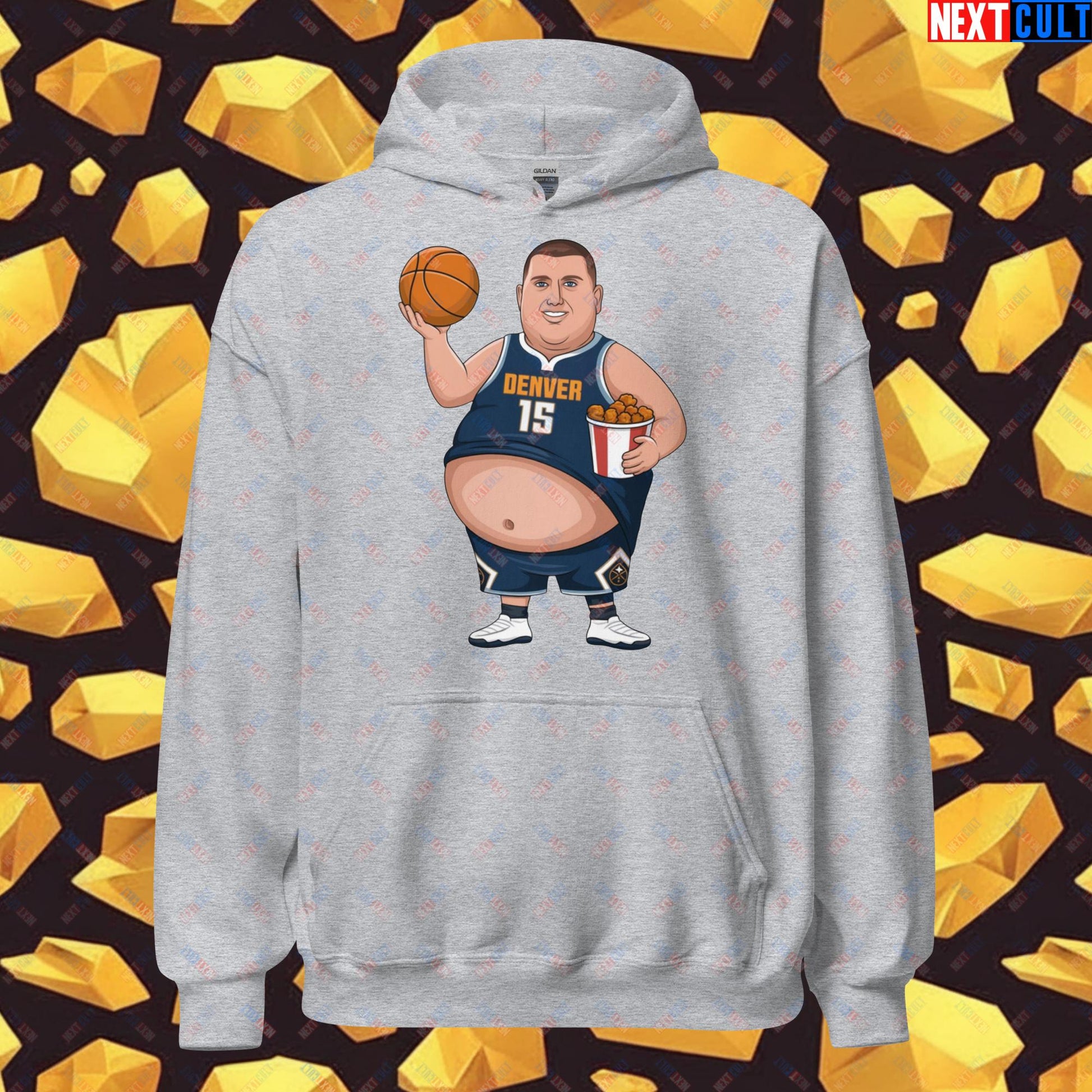 Fat Jokic Denver Nuggets Hoodie - Funny Basketball Meme Sweatshirt - Big Jokic Dominance Pullover for Basketball Fans - Perfect Gift for Jokic Fans Unisex Hoodie Sport Grey Hoodies Basketball Denver Nuggets NBA Nikola Jokic Next Cult Brand