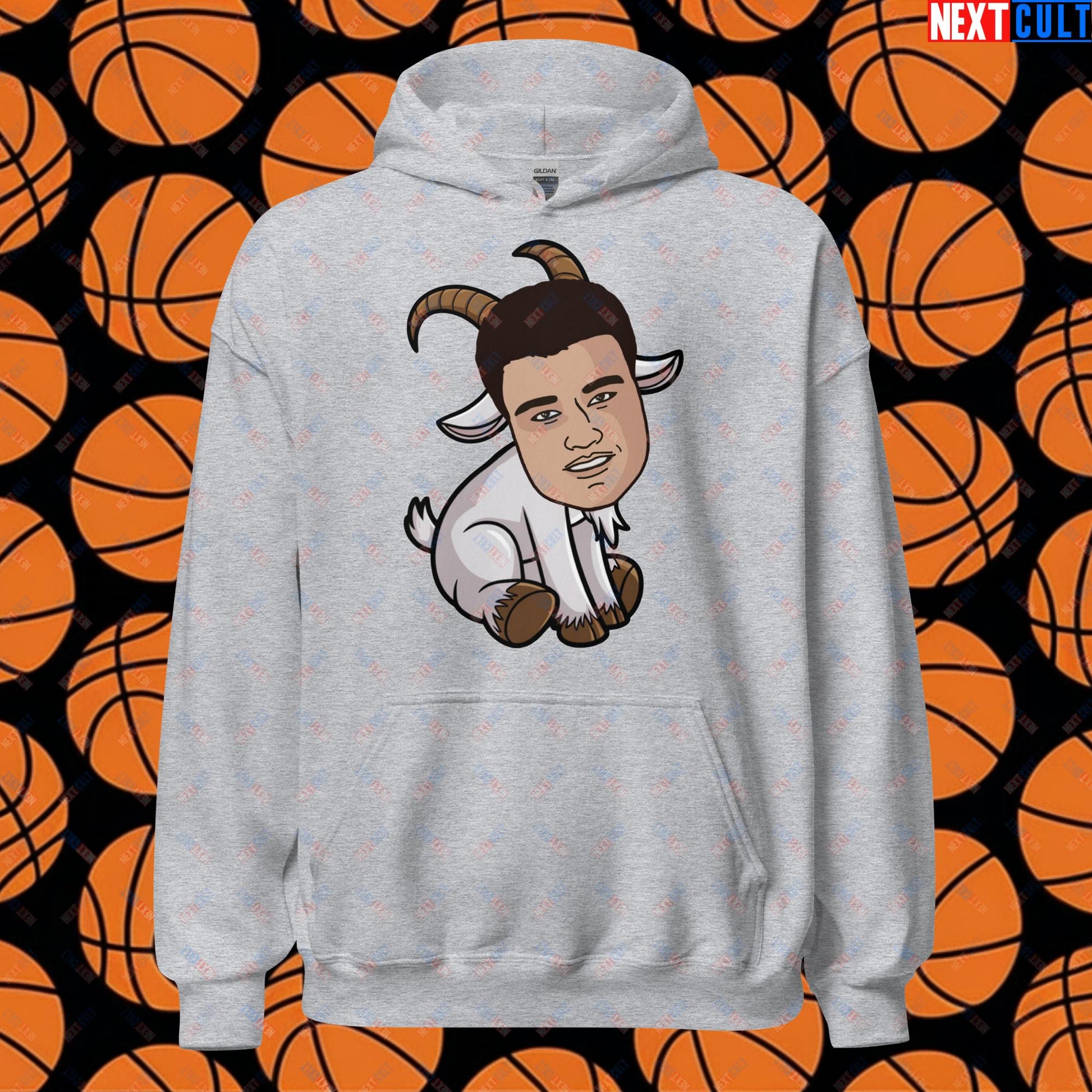 Yao Ming GOAT Hoodie - Funny Basketball Meme Sweatshirt - Greatest of All Time Pullover for Houston Rockets Fans - Perfect Gift for Yao Ming Fans Unisex Hoodie Sport Grey Hoodies Basketball G.O.A.T. Houston Rockets NBA Yao Ming Next Cult Brand