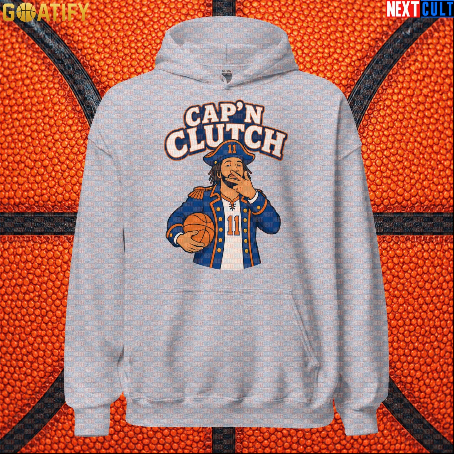 Jalen Brunson Hoodie – Cap’n Clutch Pullover for New York Knicks Fans and NBA Match Days Sport Grey Next Cult Brand
