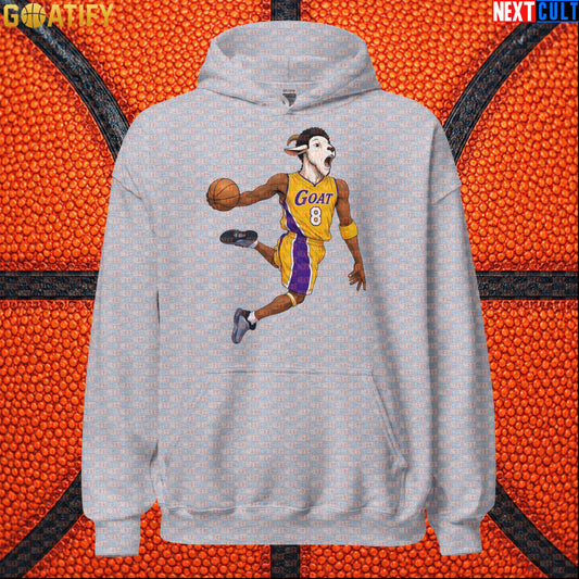 Kobe Bryant Hoodie – Young Kobe No. 8 Dunking GOAT Pullover for Lakers Basketball Fans Sport Grey Hoodies Next Cult Brand
