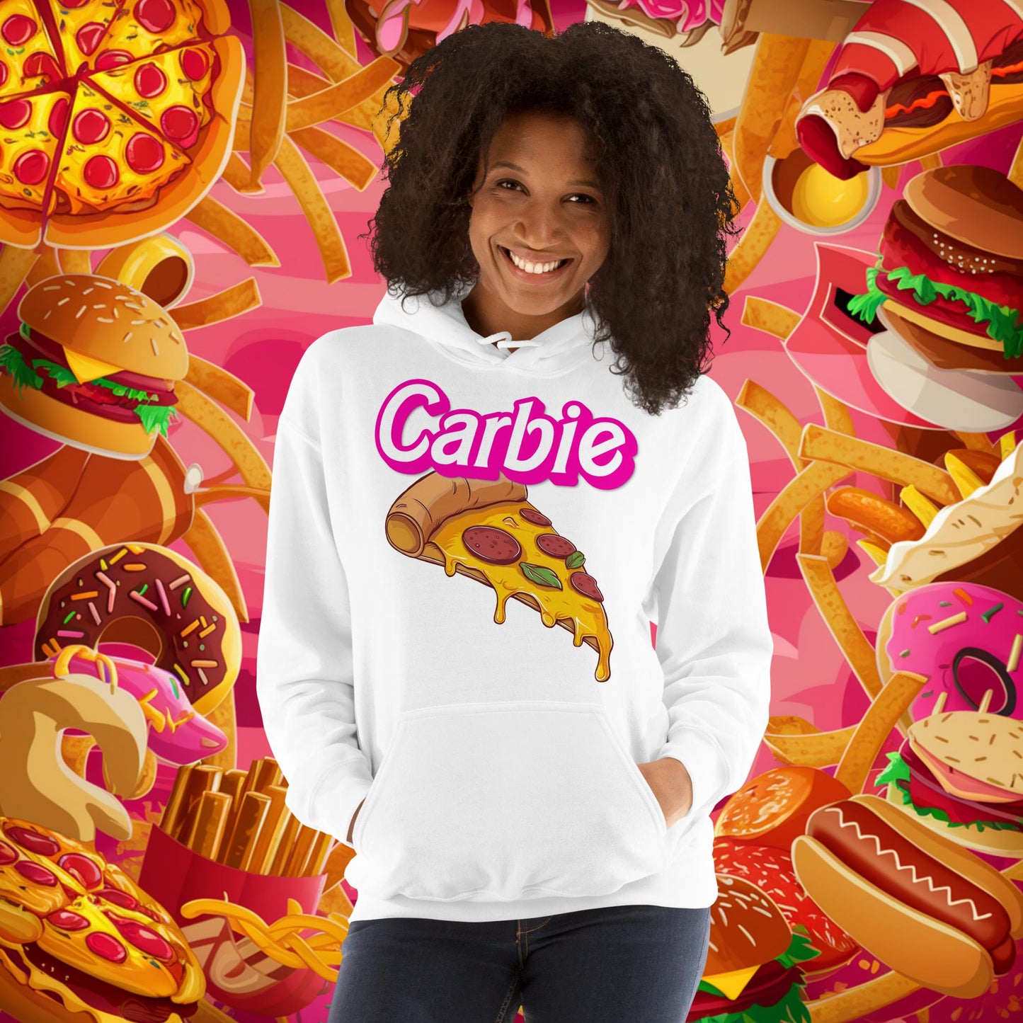 Carbie Barbie I Love Carbs I Love Pizza Unisex Hoodie Next Cult Brand