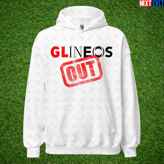 GLINEOS OUT Manchester United Fans Protest Against Glazers, Ineos and Ratcliffe Unisex Hoodie White Hoodies Football GlazersOut Manchester United RatcliffeOut Next Cult Brand