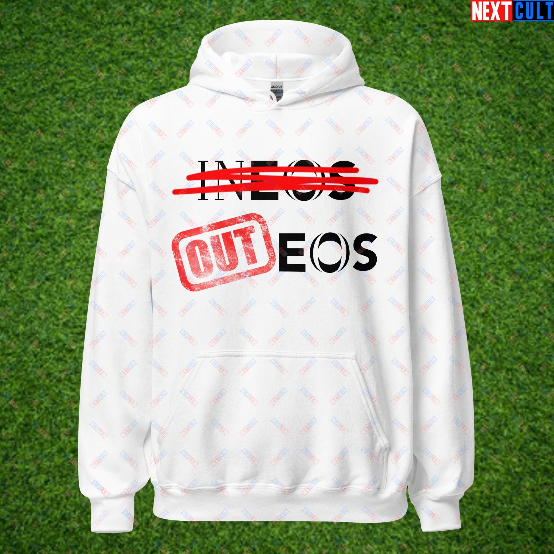 Stop INEOS, OUTEOS Manchester United Supporter Protest Against Glazers, Ineos and Ratcliffe Unisex Hoodie White Hoodies Football GlazersOut Manchester United RatcliffeOut Next Cult Brand